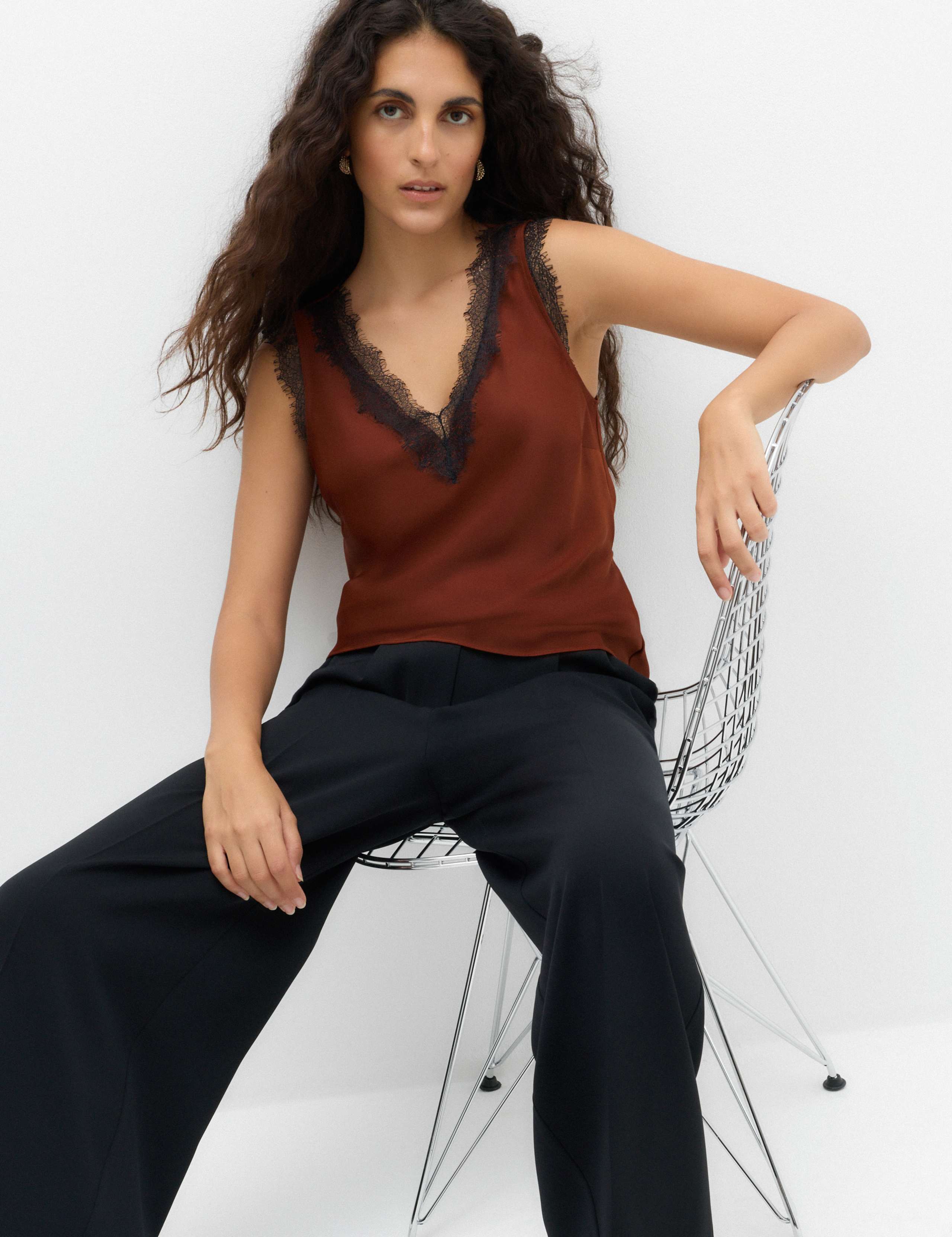 Lace Trim V-Neck Cami Top 1 of 5