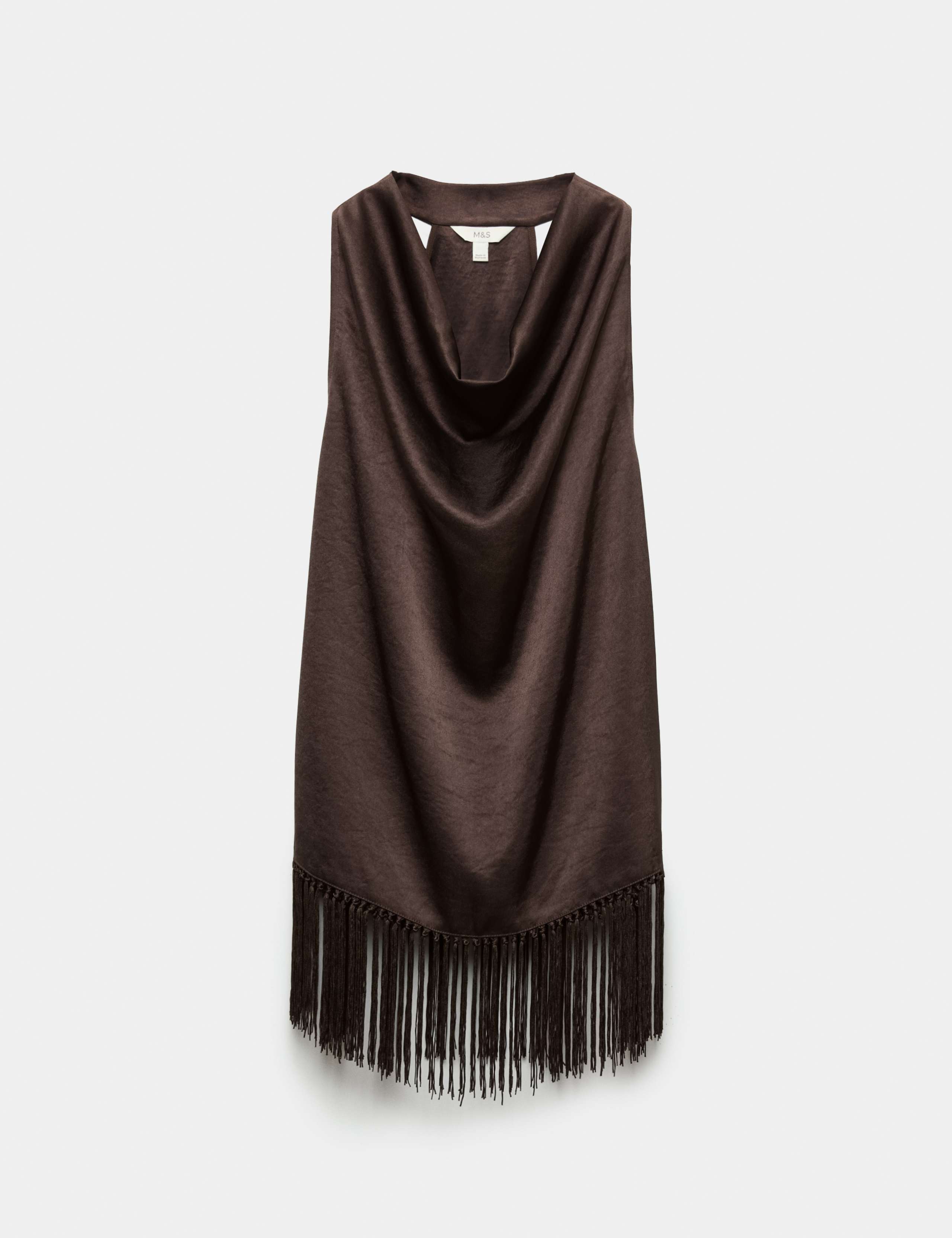 Satin Cowl Neck Fringe Detail Cami Top 2 of 5