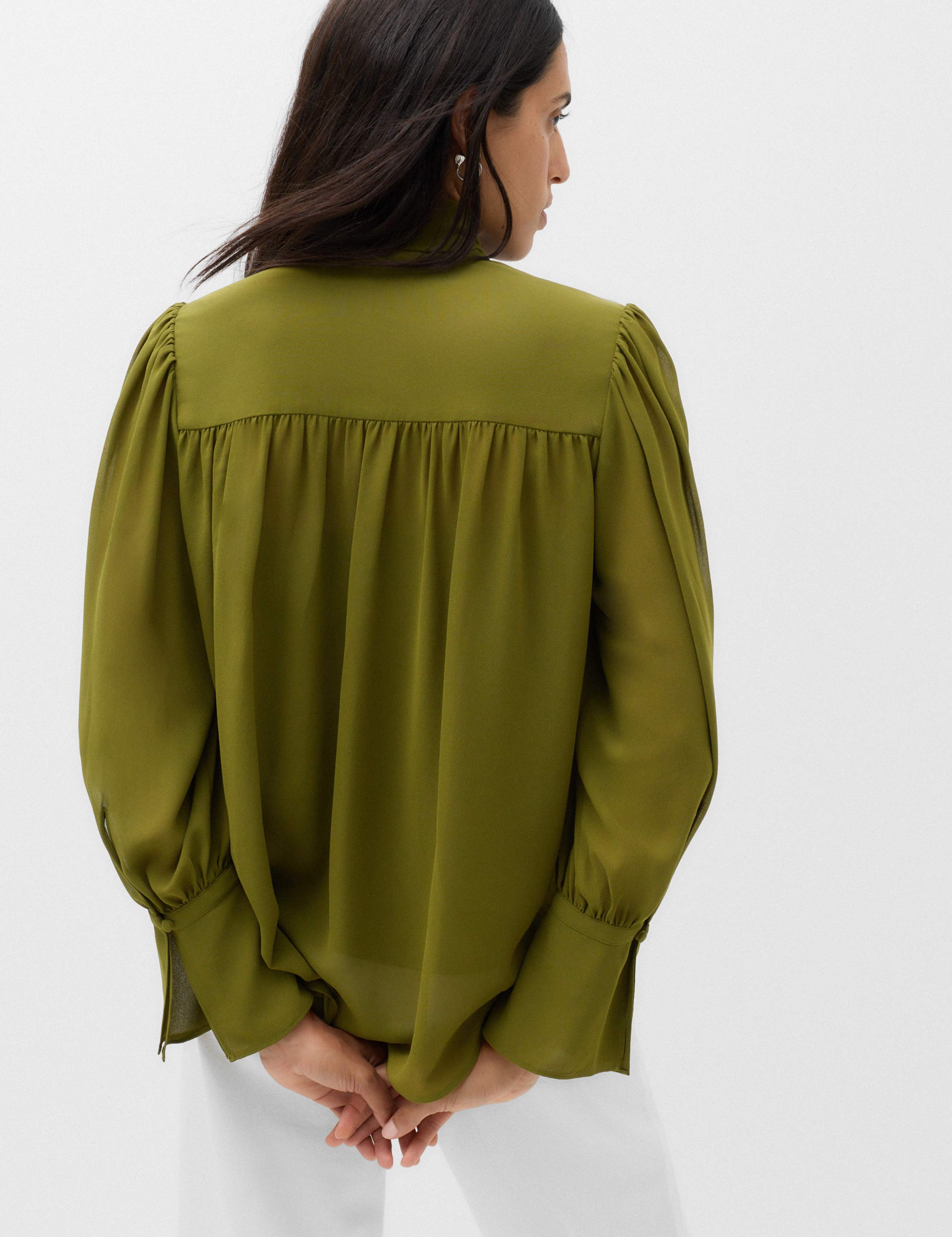 Sheer Tie Neck Bow Blouse 3 of 5