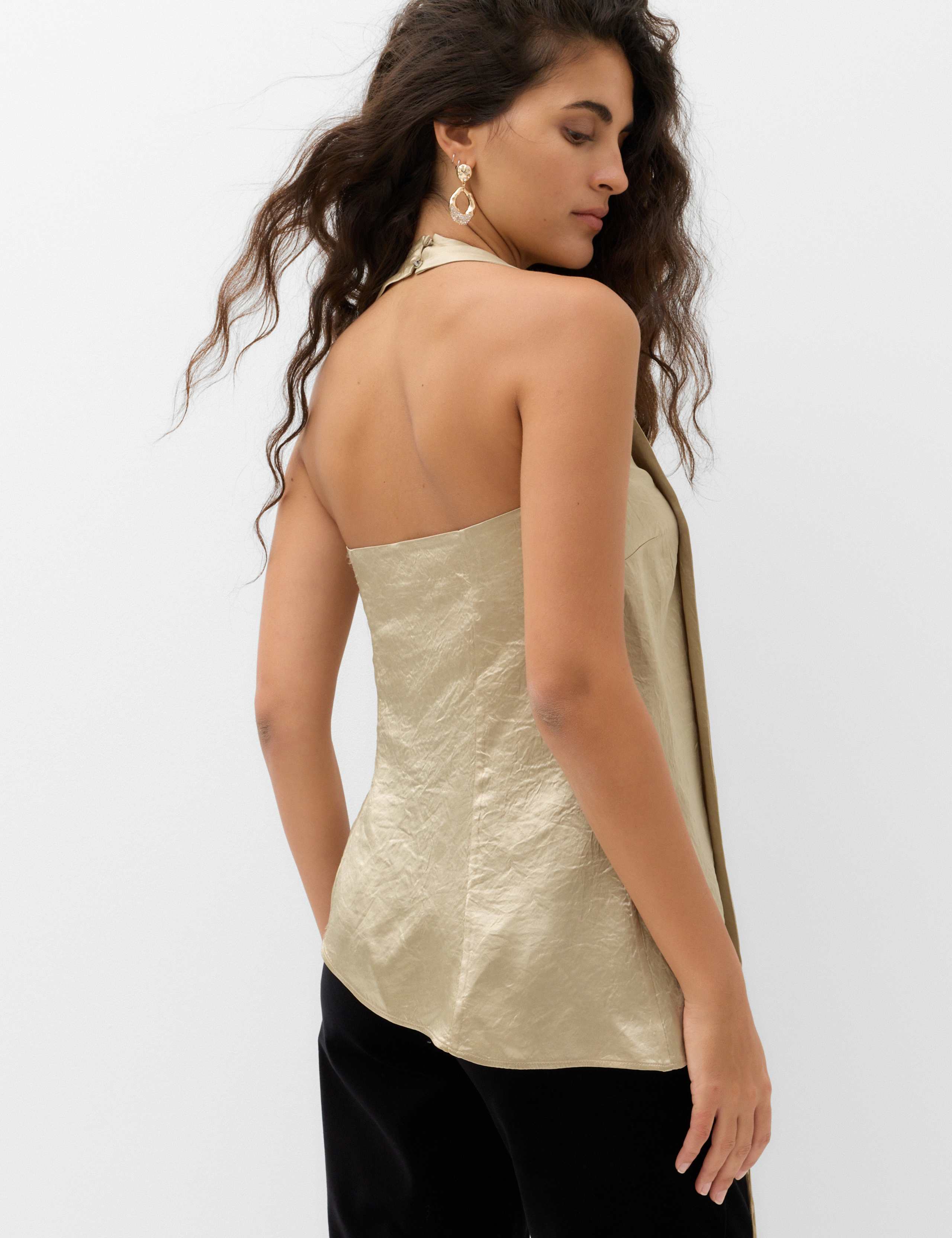 Satin Halter Neck Scarf Detail Top 3 of 7