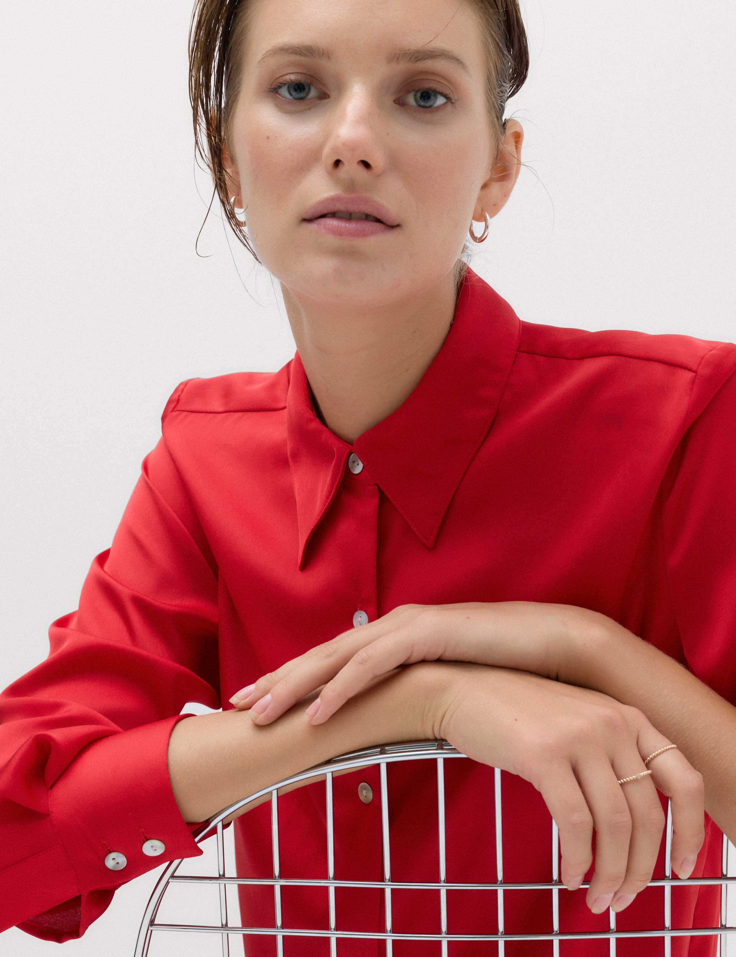 Satin Collared Button Through Shirt 5 of 6