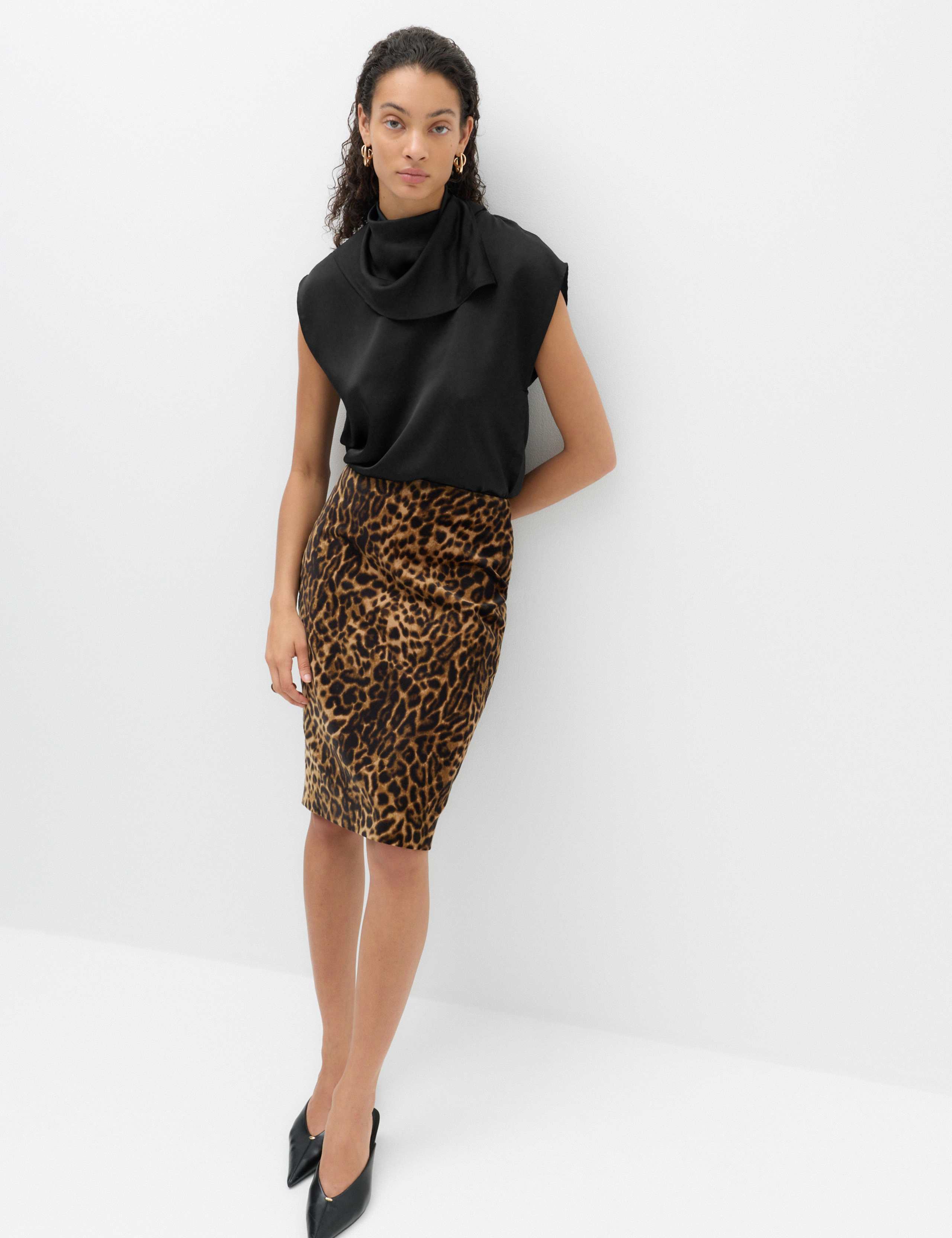 Satin High Neck Scarf Detail Top 6 of 6