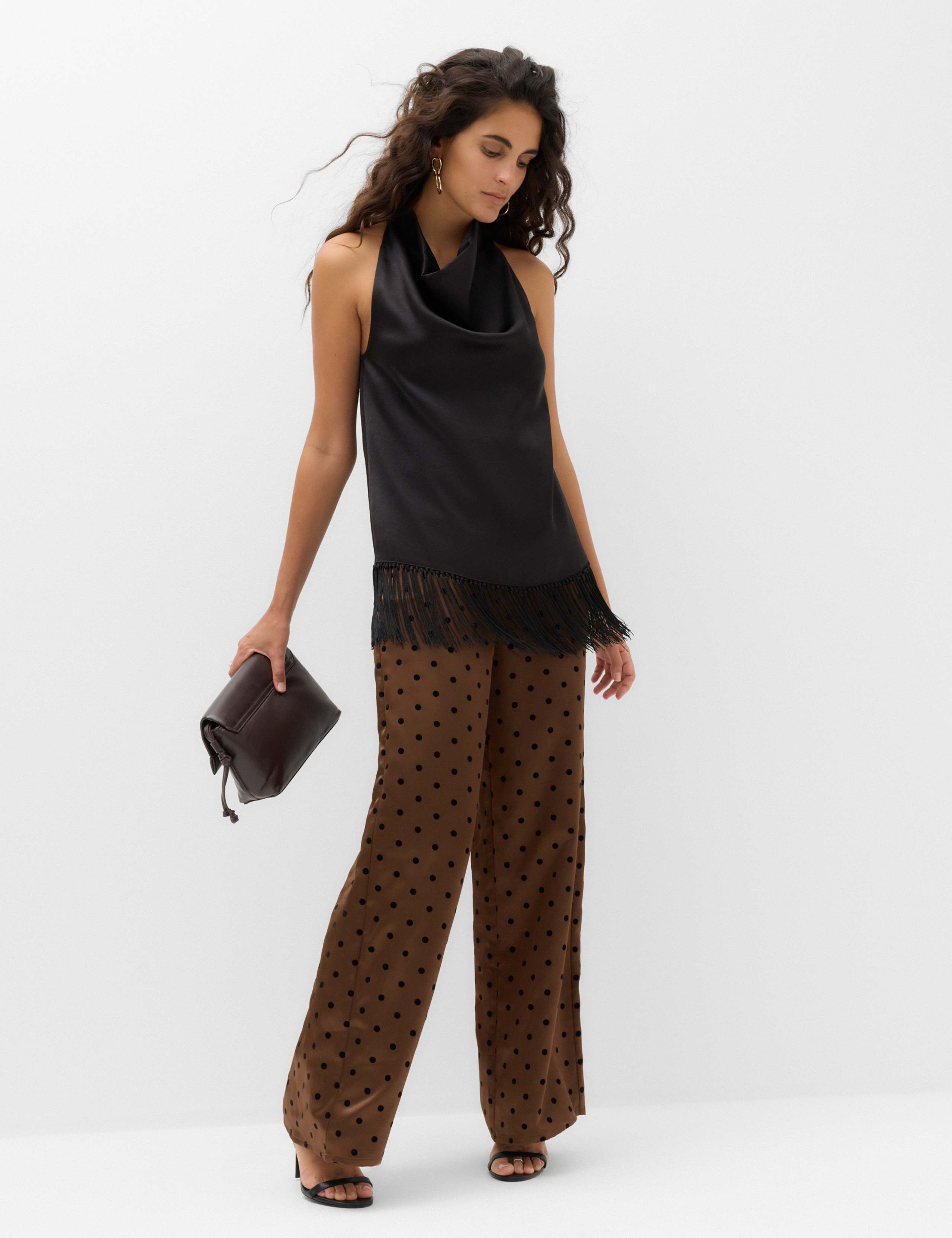 Satin Cowl Neck Tassel Top 4 of 6