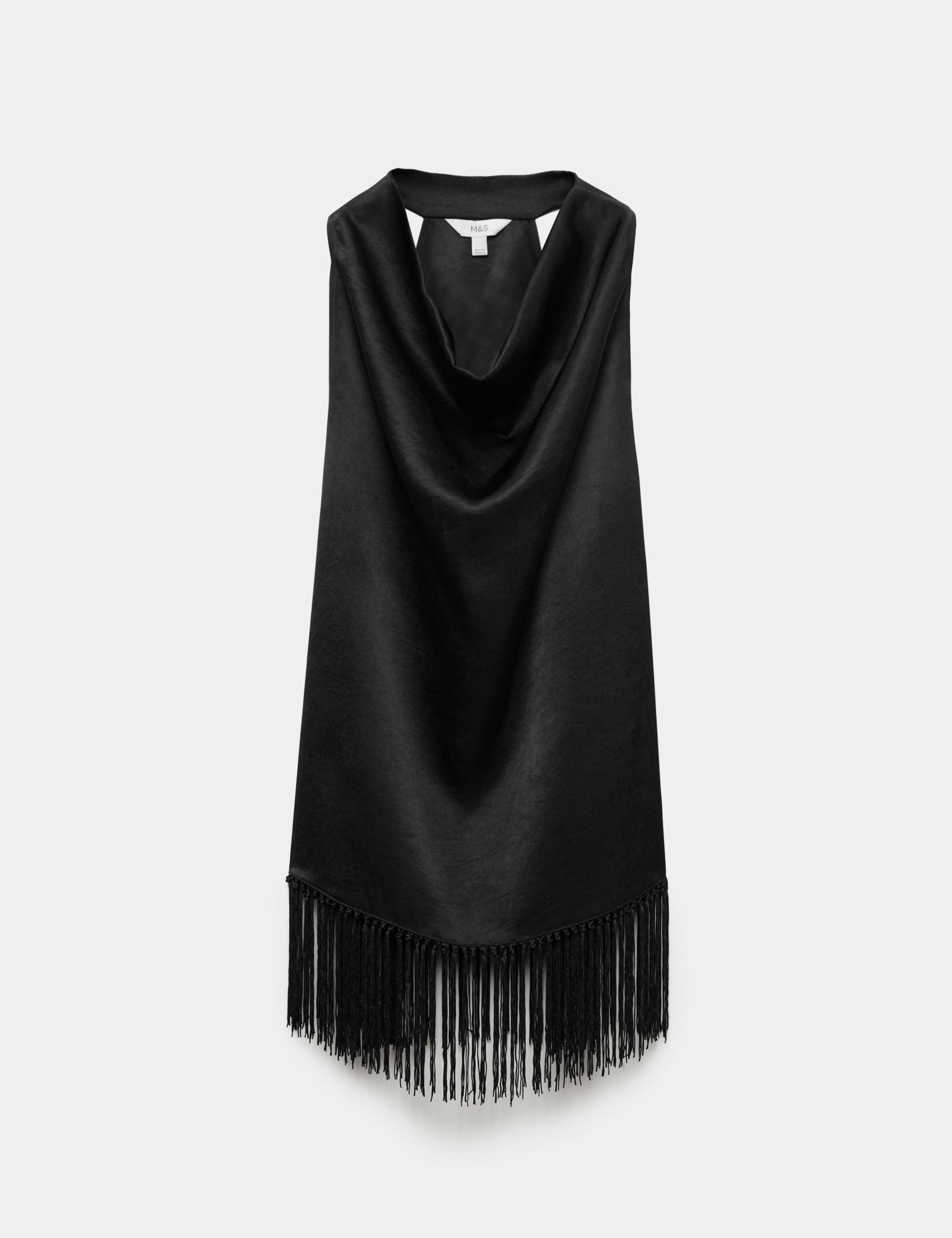 Satin Cowl Neck Tassel Top 2 of 6