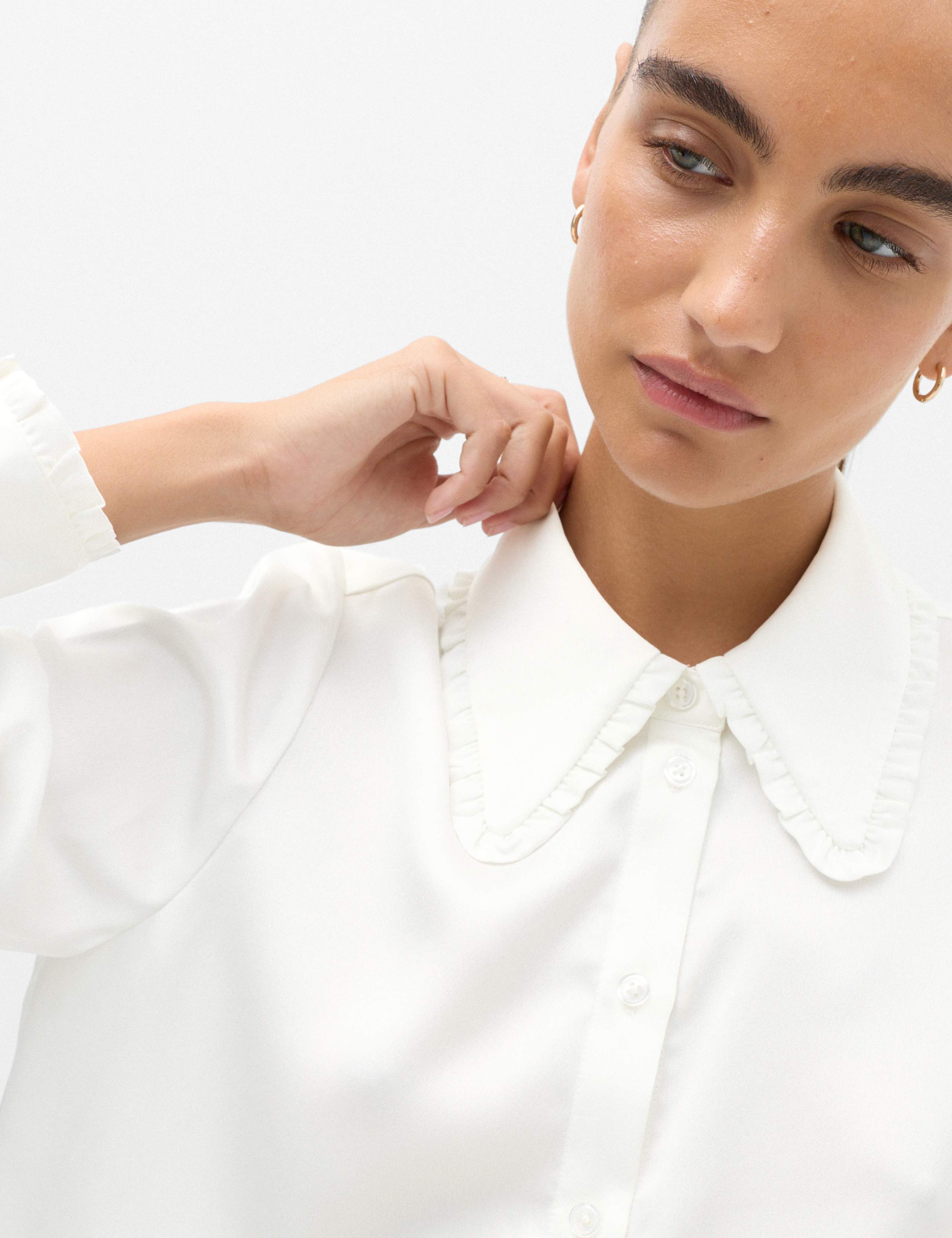 Satin Collared Frill Detail Shirt 3 of 6