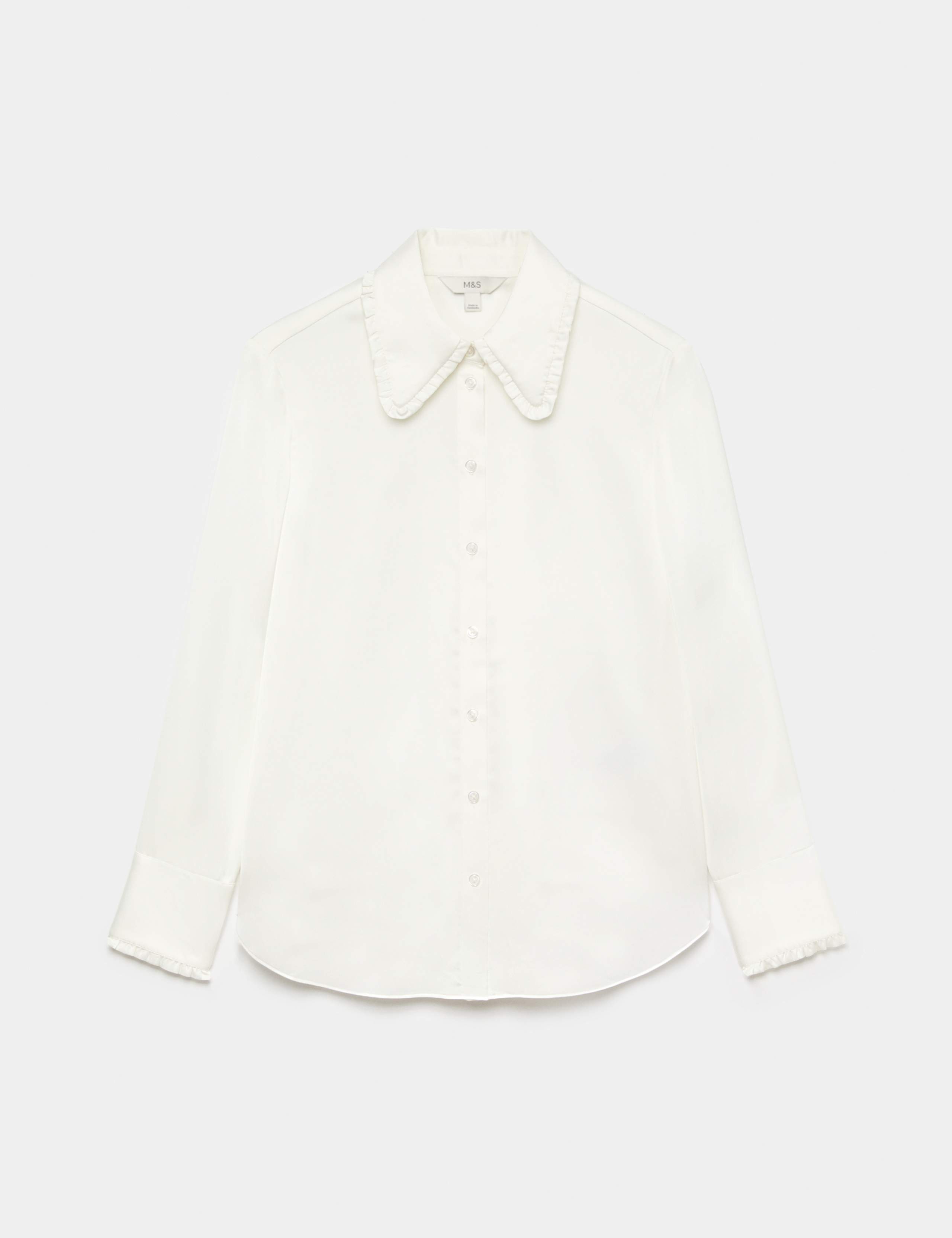 Satin Collared Frill Detail Shirt 2 of 6