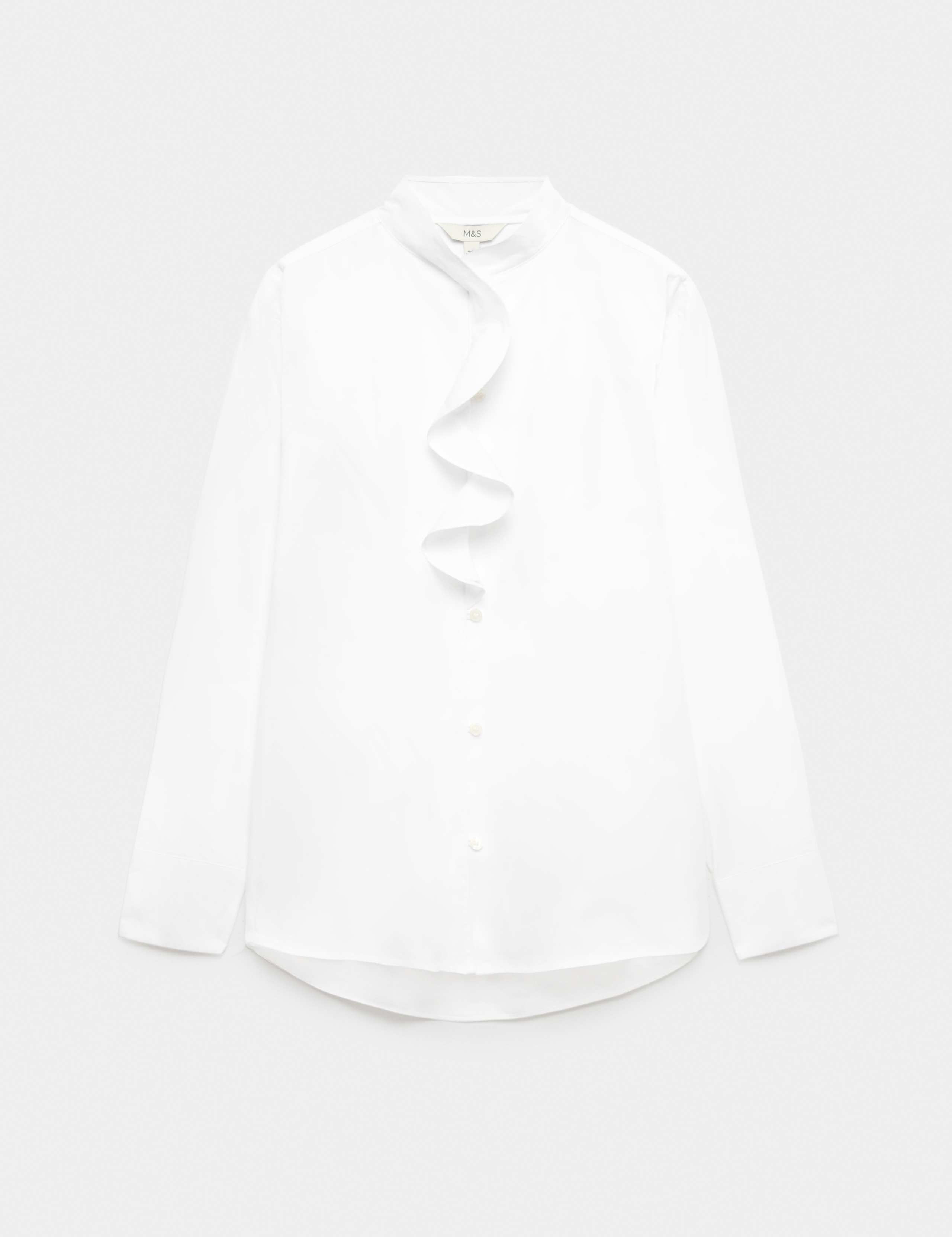Petite Pure Cotton Frill Detail High Neck Shirt 2 of 6