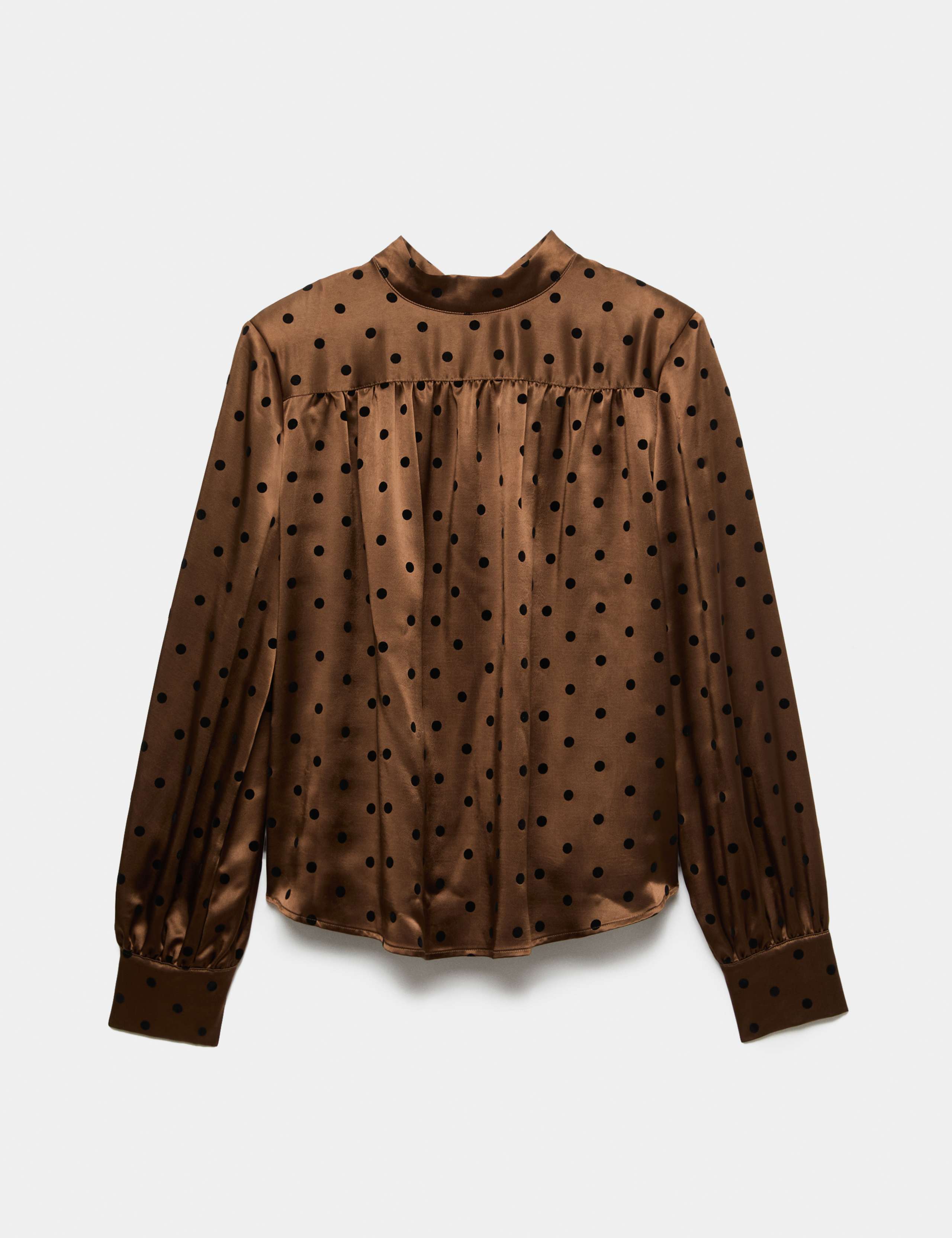 Polka Dot High Neck Padded Shoulder Top 2 of 6
