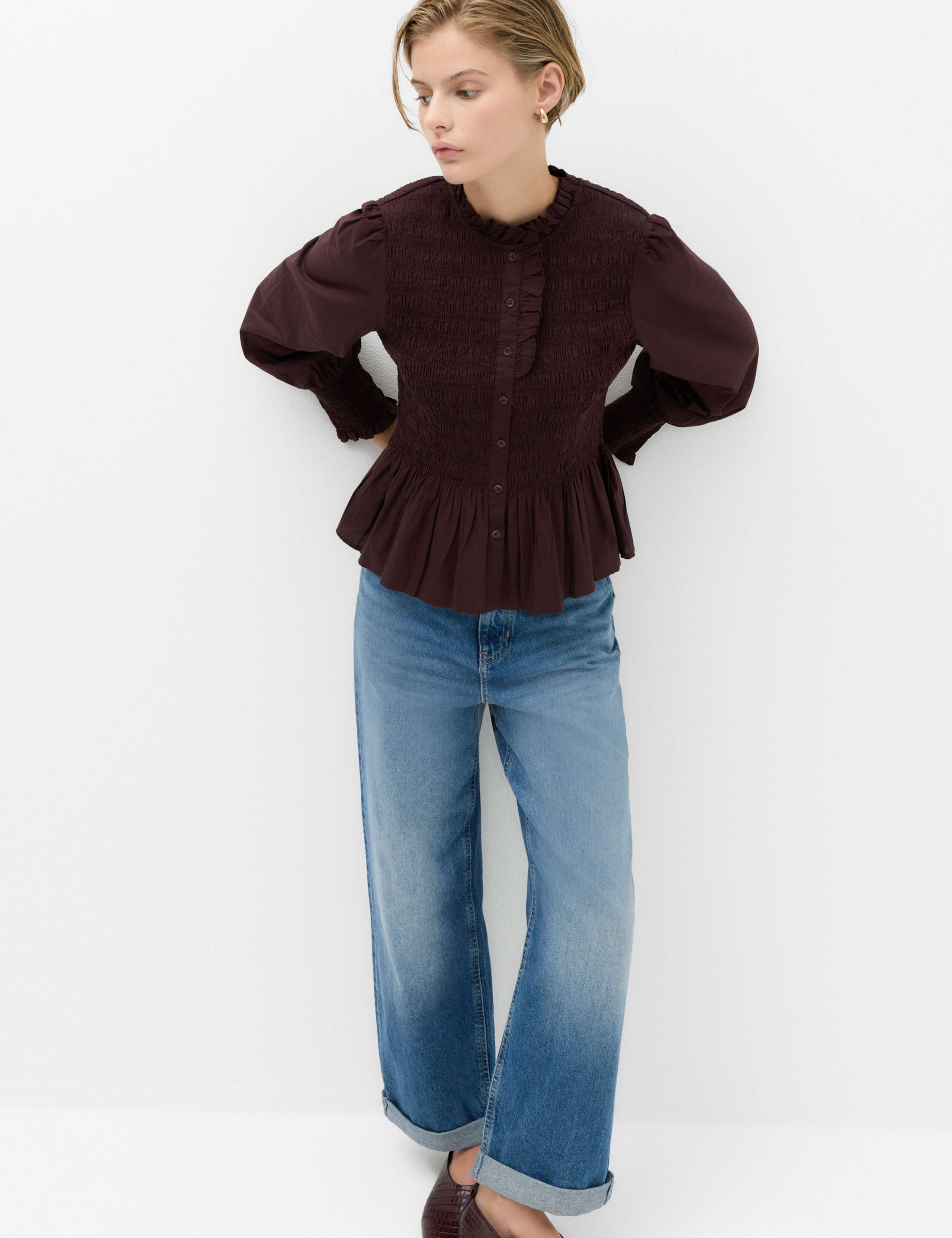 Pure Cotton Shirred Shirt 3 of 6