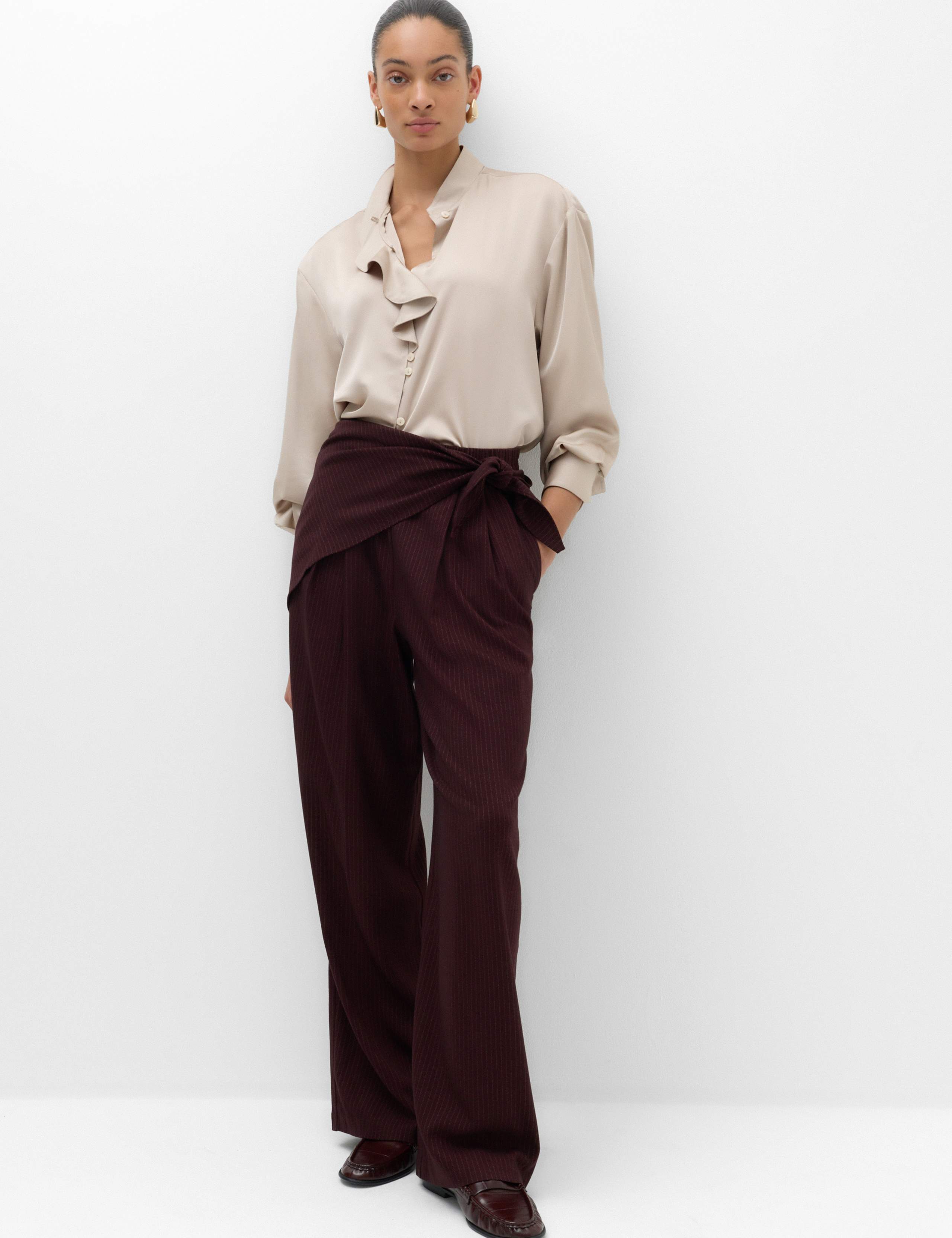 Petite Satin Ruffle High Neck Shirt 3 of 7