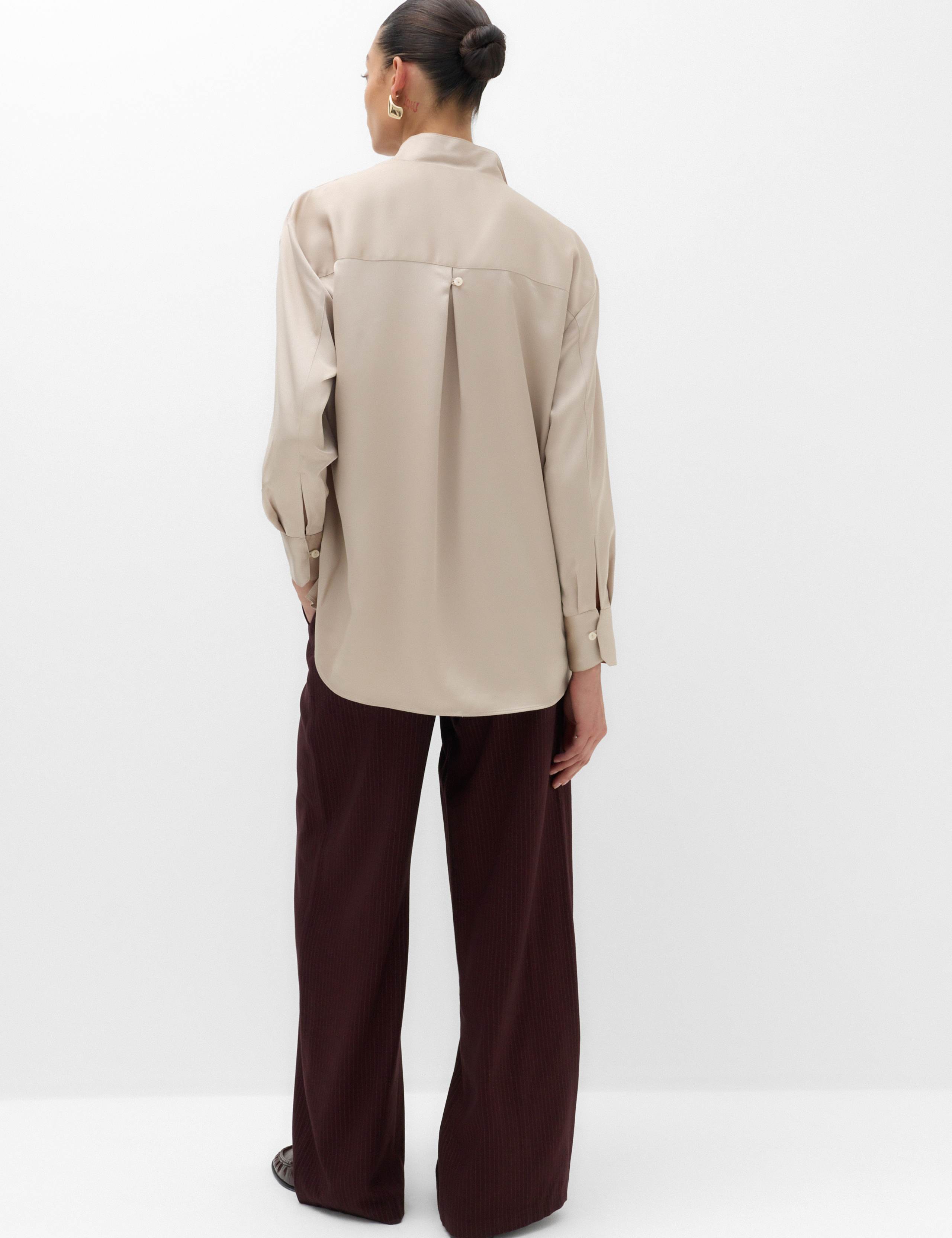Petite Satin Ruffle High Neck Shirt 5 of 7