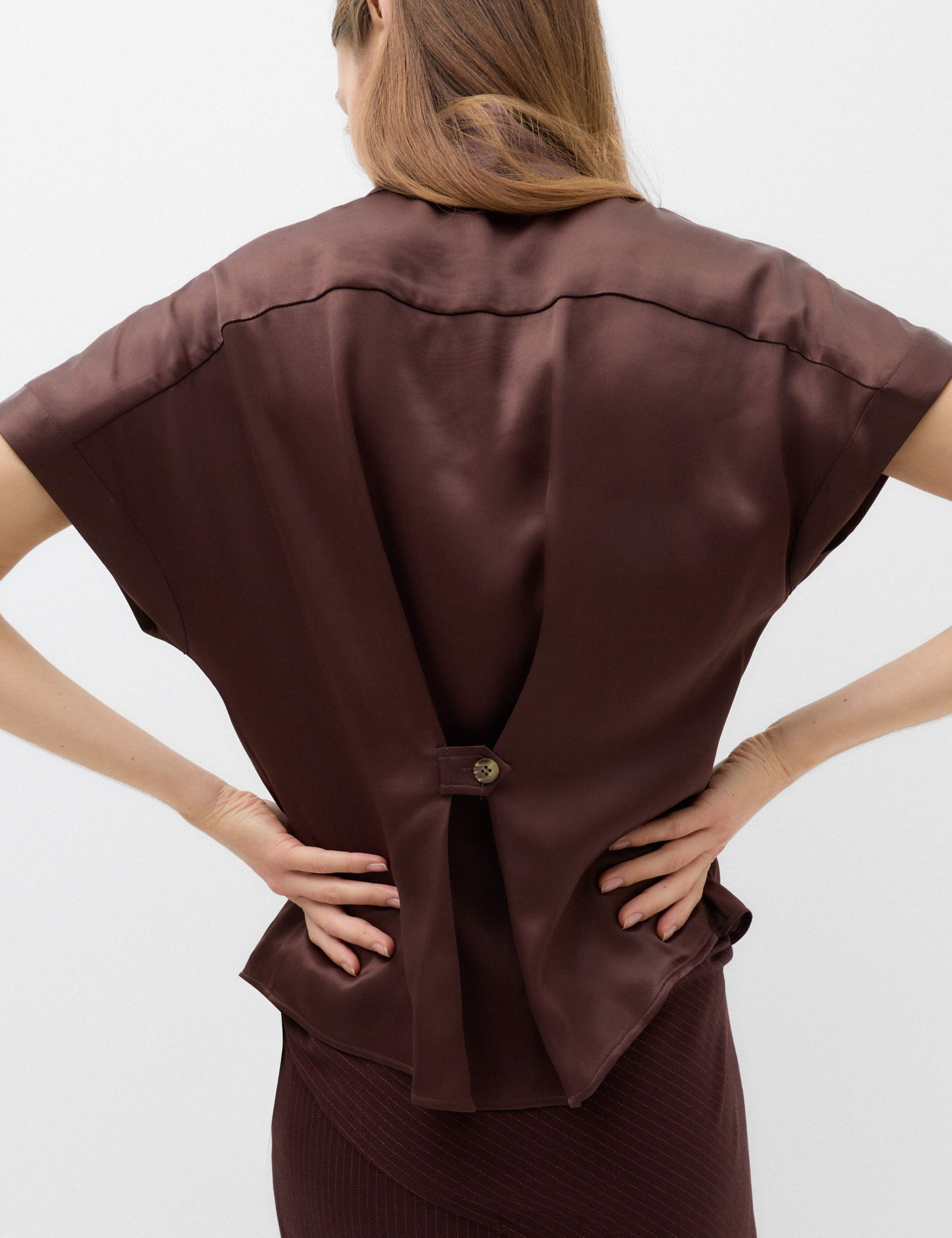 Satin Funnel Neck Button Detail Shirt 5 of 5