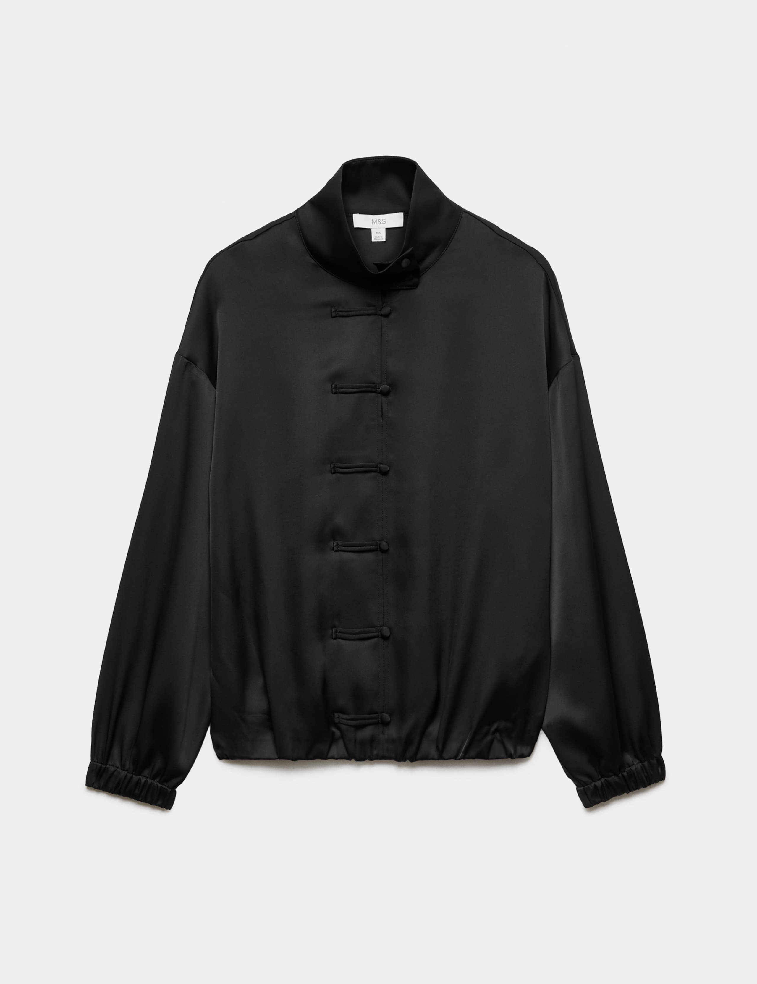 Satin Funnel Neck Button Detail Shirt 1 of 1