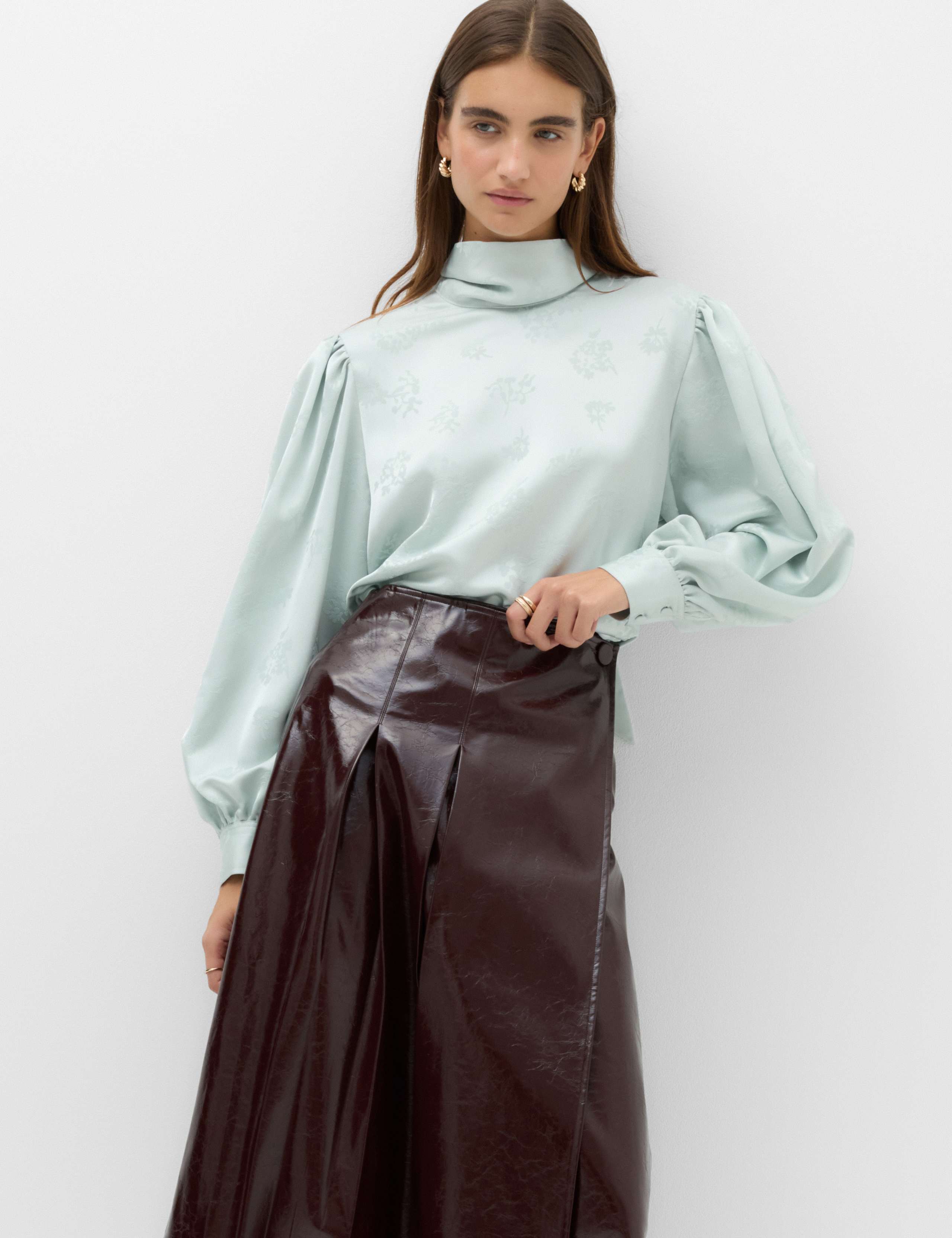 Jacquard High Neck Blouse 1 of 7