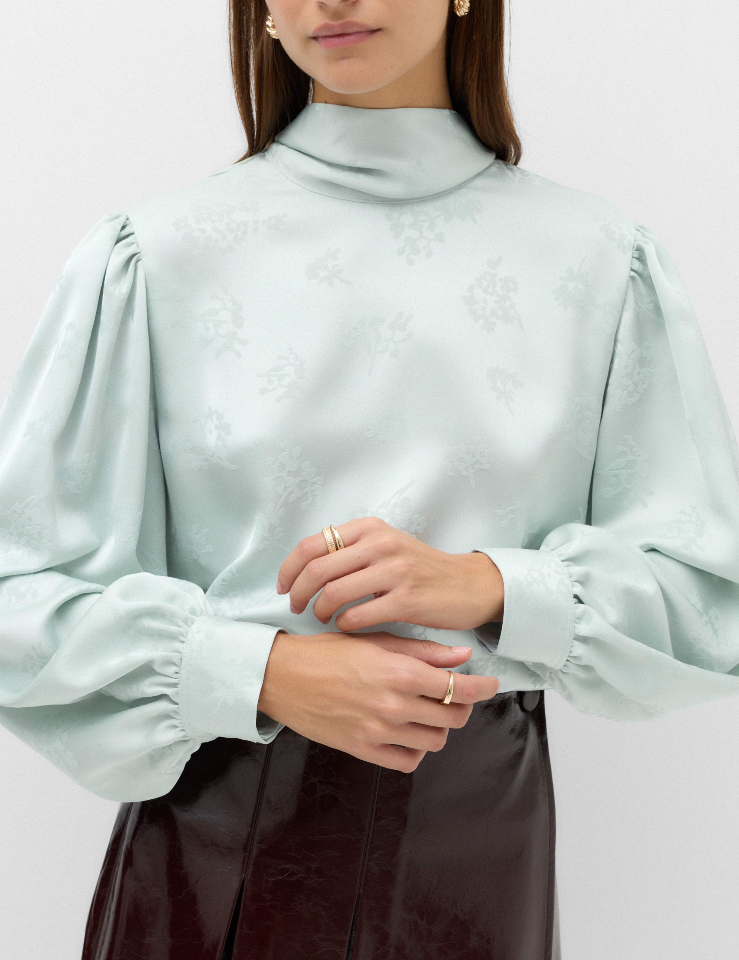 Jacquard High Neck Blouse 4 of 7