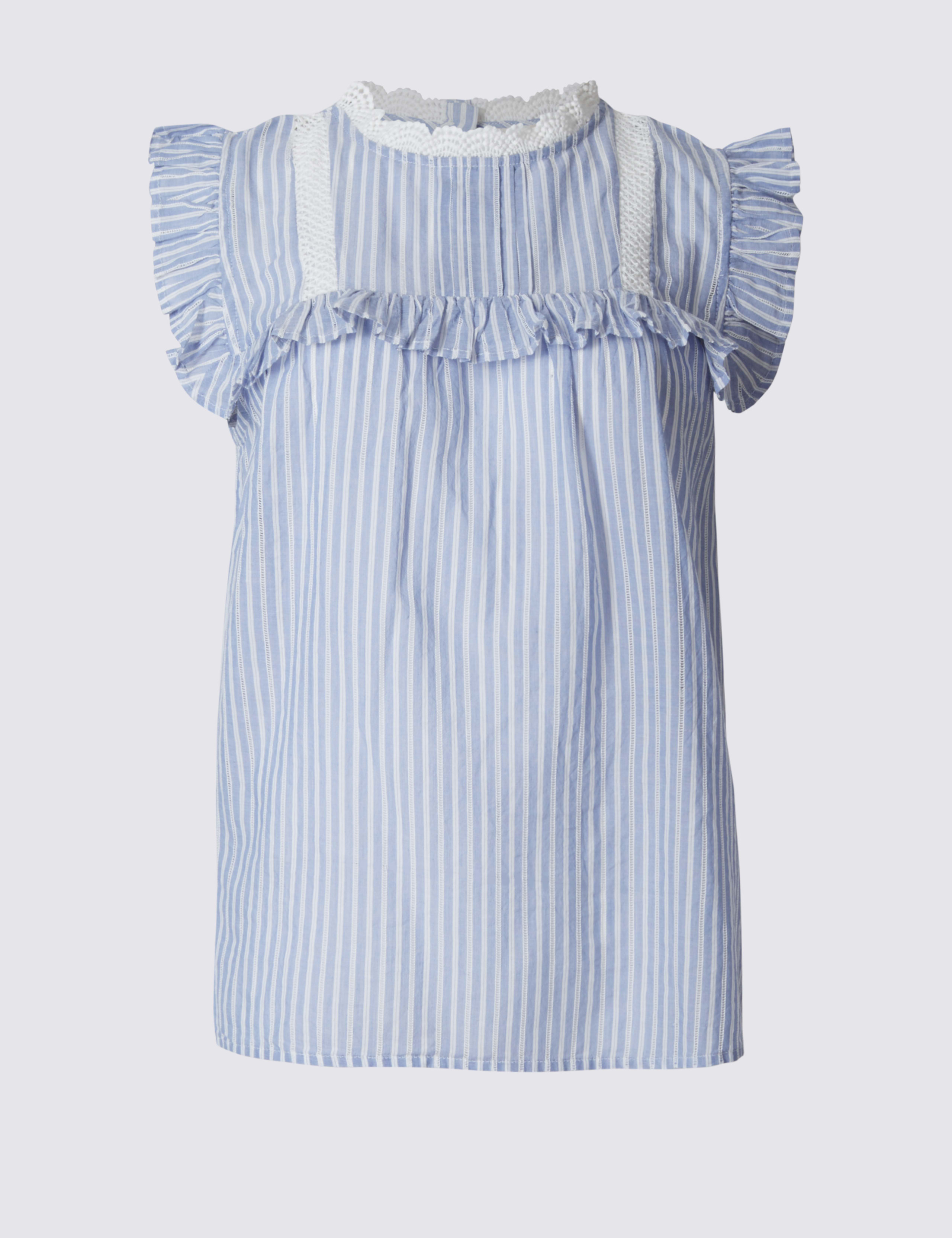 Pure Cotton Striped Short Sleeve Shell Top 2 of 4