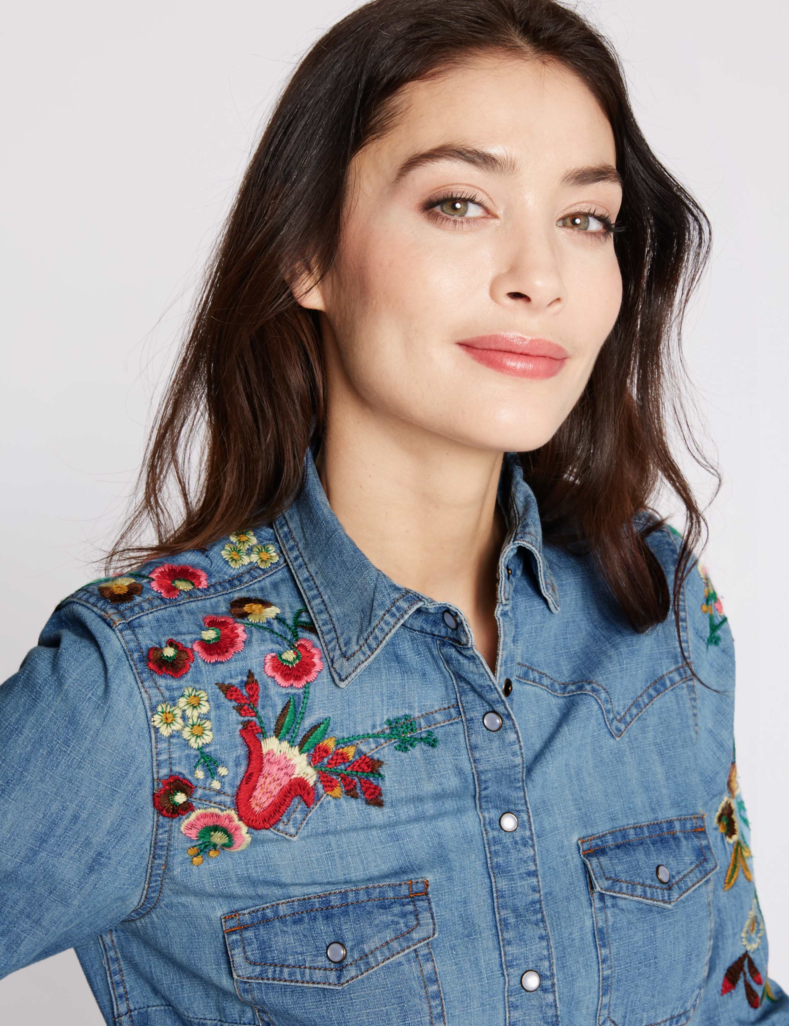 Pure Cotton Embroidered Denim Shirt 4 of 4