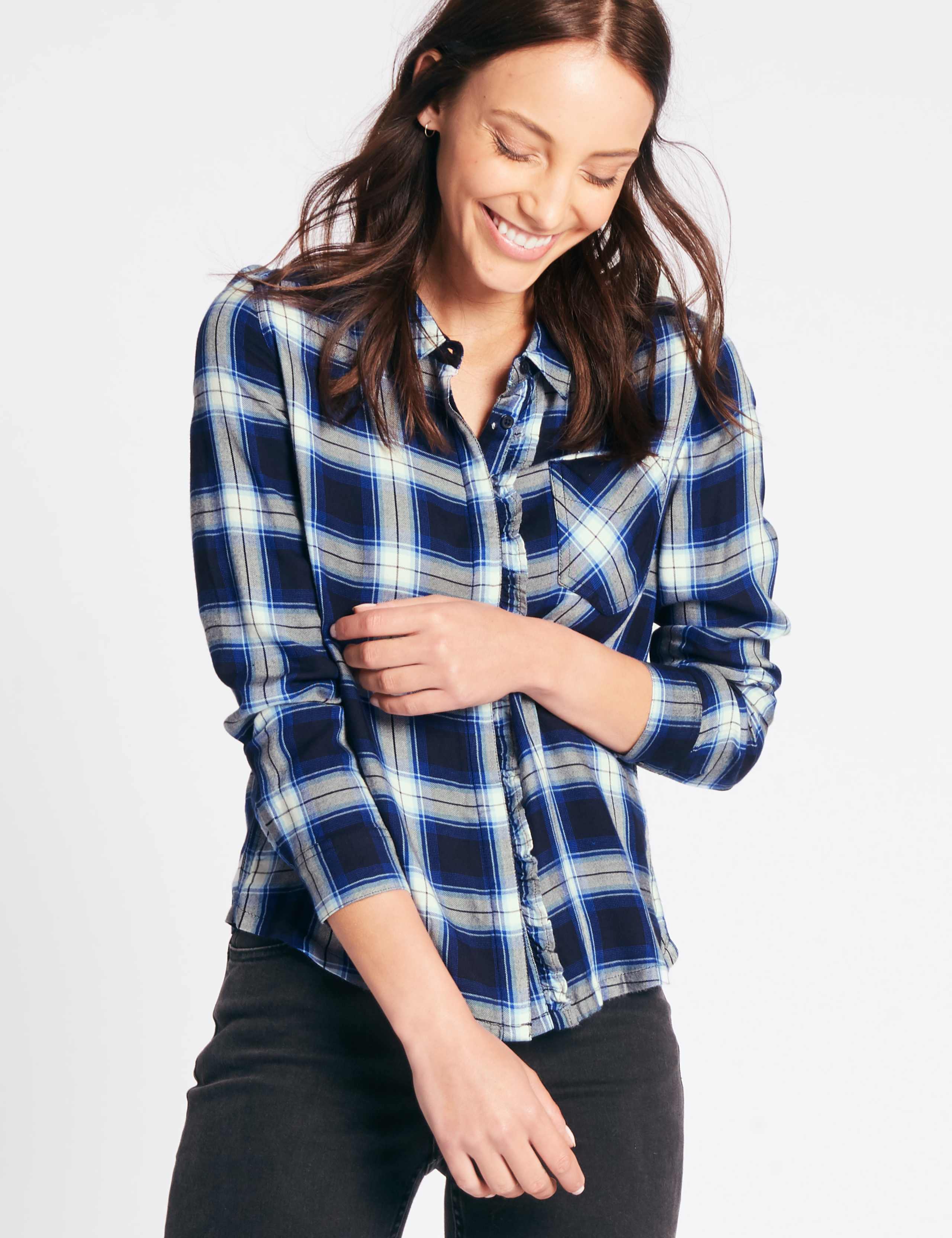 Checked Ruffle Long Sleeve Shirt 3 of 4