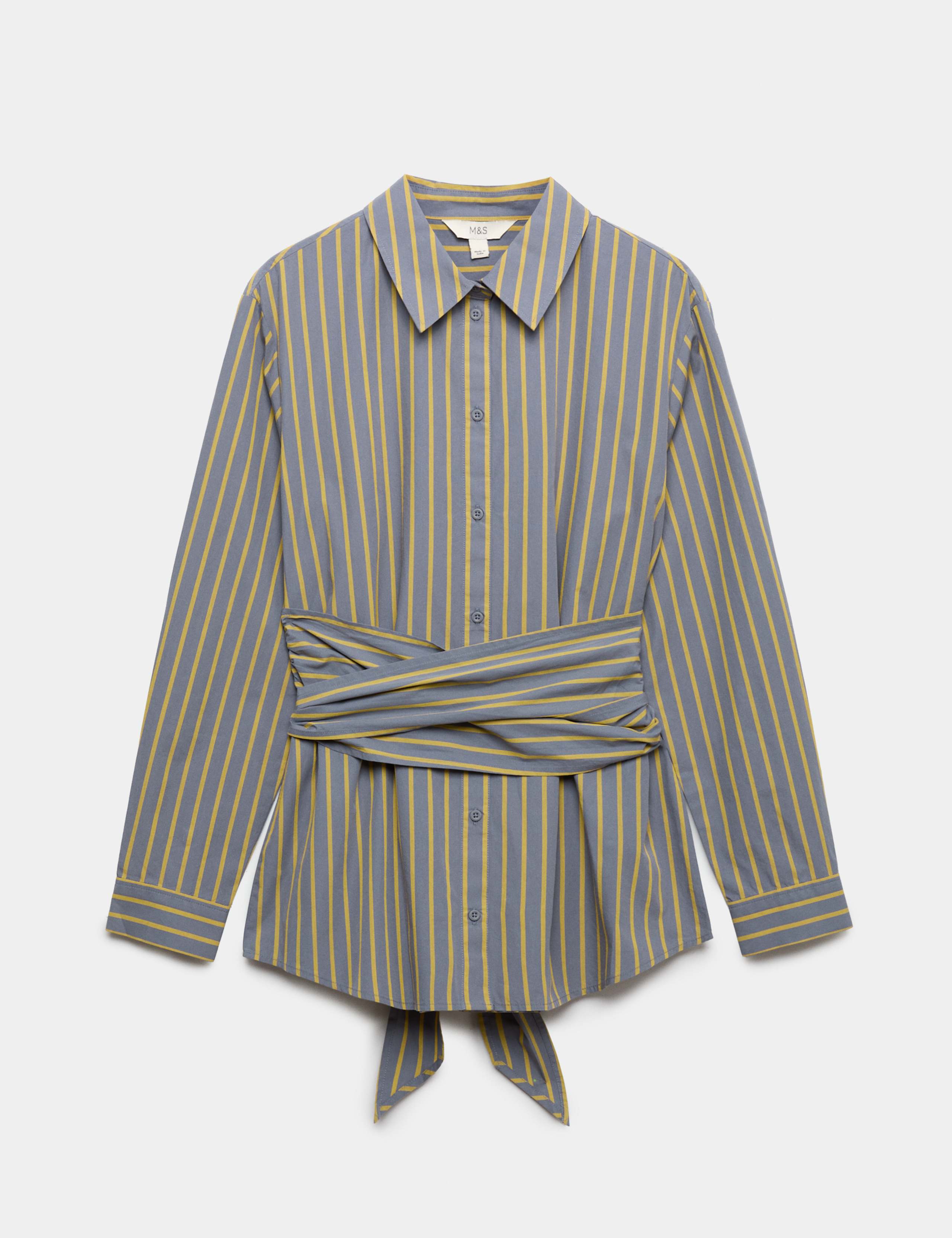 Pure Cotton Striped Tie Waisted Shirt 2 of 5