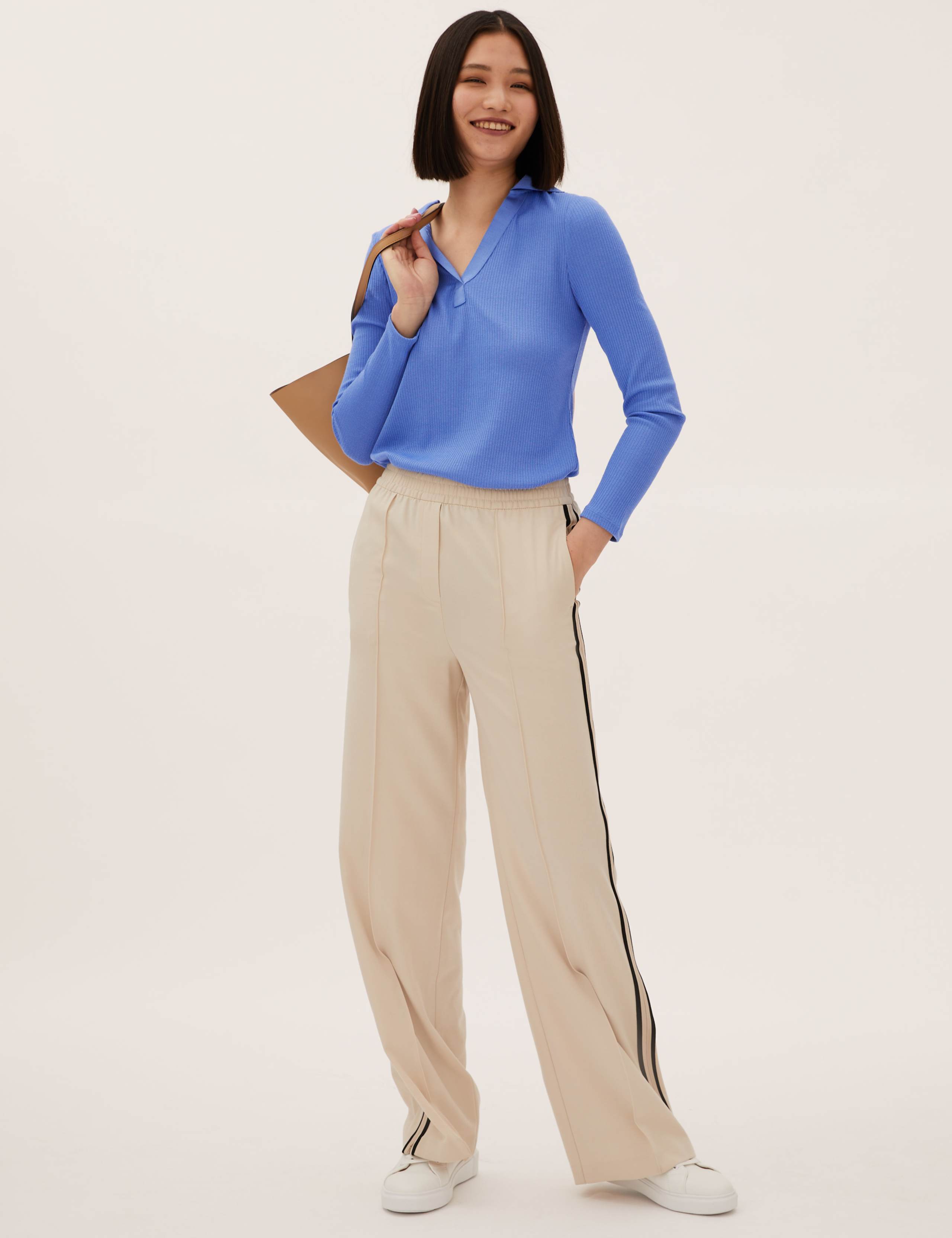 Jersey Ribbed Collared Regular Fit Top 1 of 3