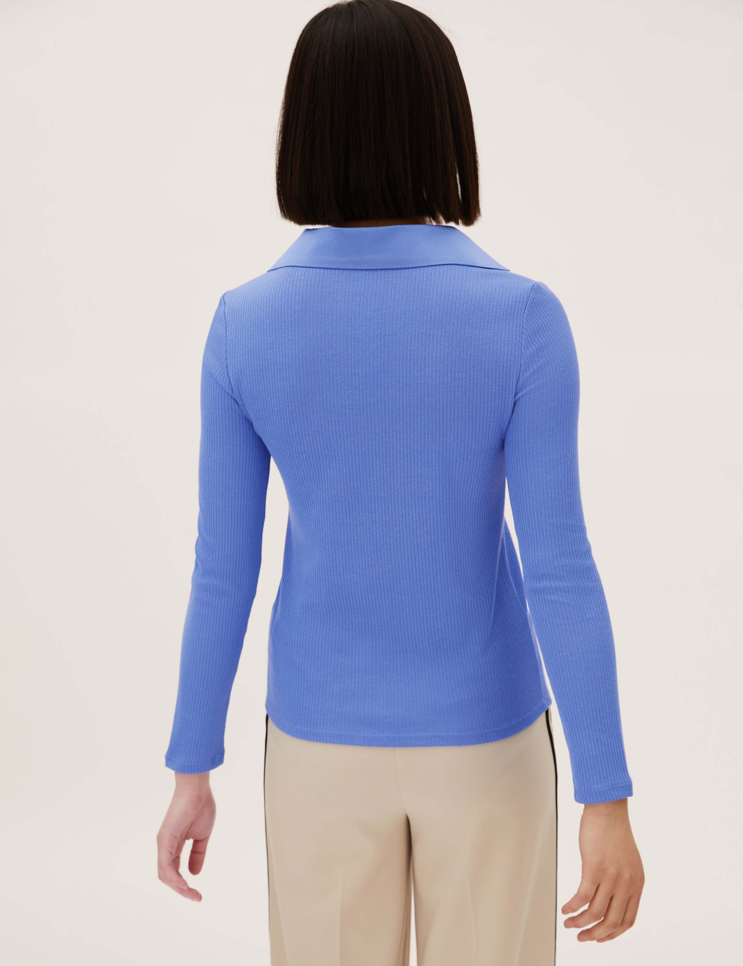 Jersey Ribbed Collared Regular Fit Top 3 of 3