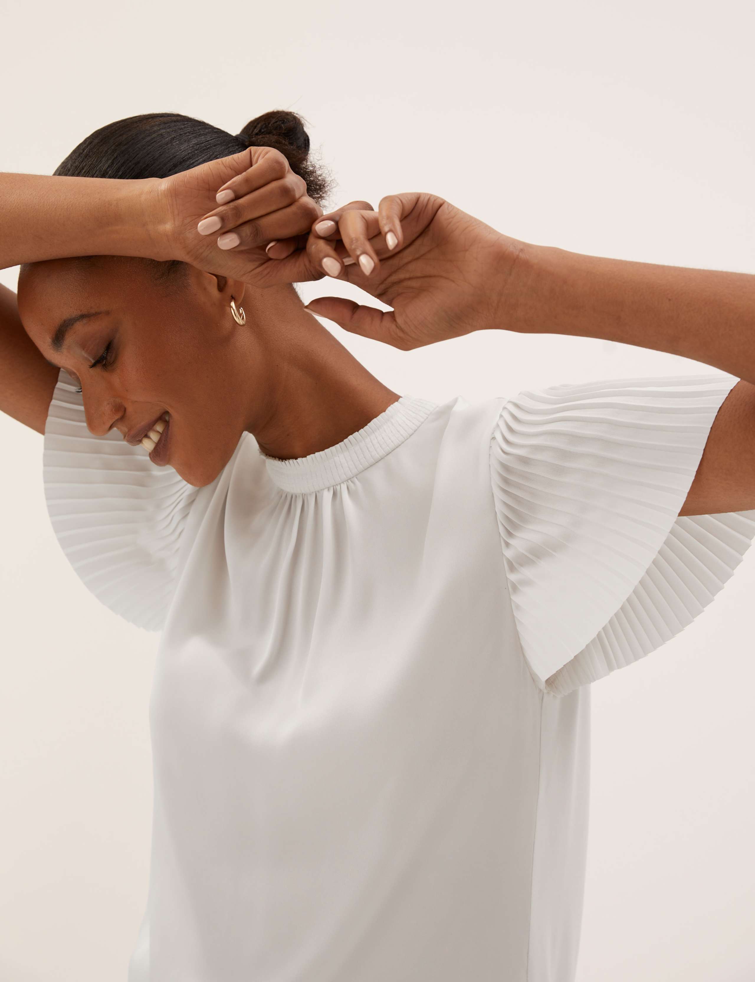 Jersey Plisse High Neck Regular Fit Top 1 of 6
