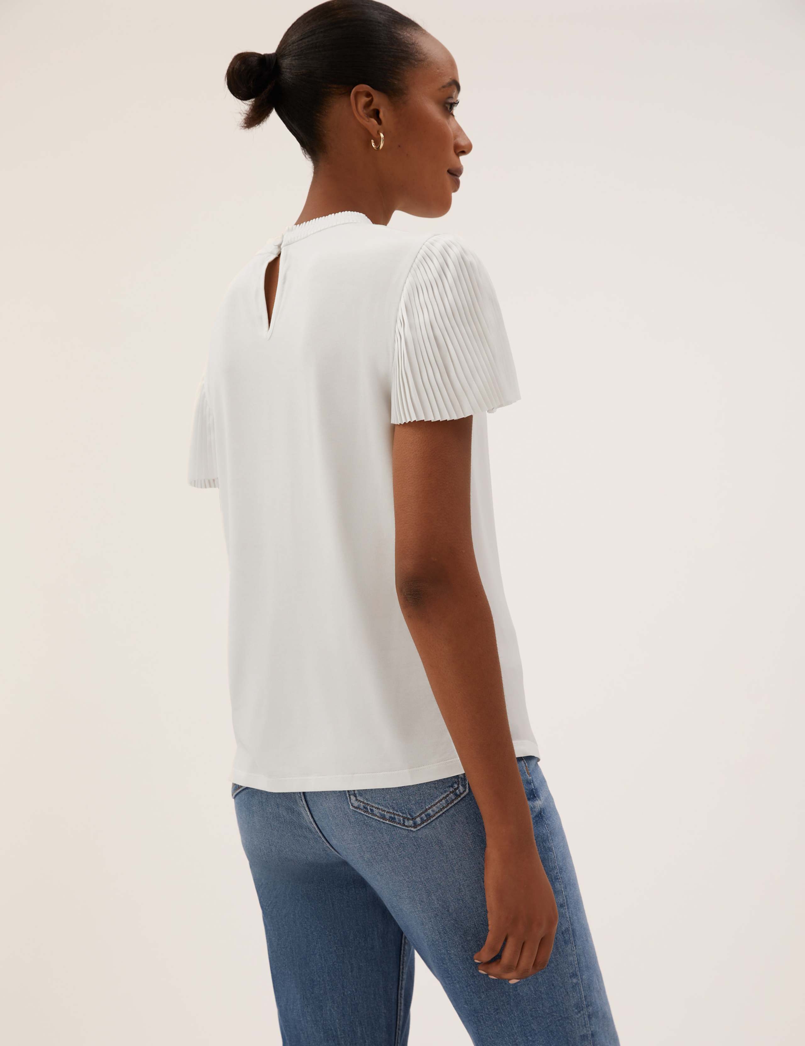 Jersey Plisse High Neck Regular Fit Top 5 of 6