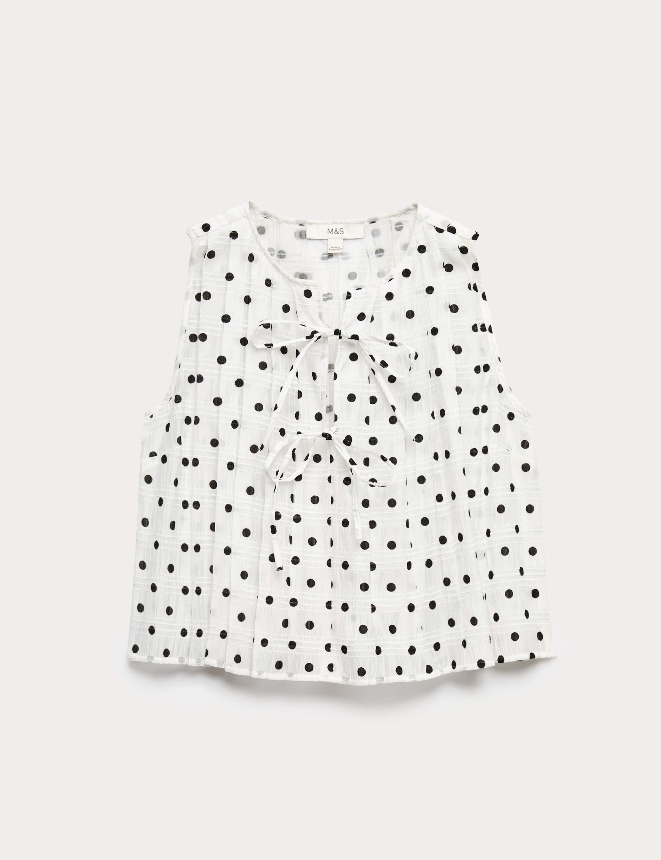 Lyocell Blend Polka Dot Tie Front Top 2 of 6