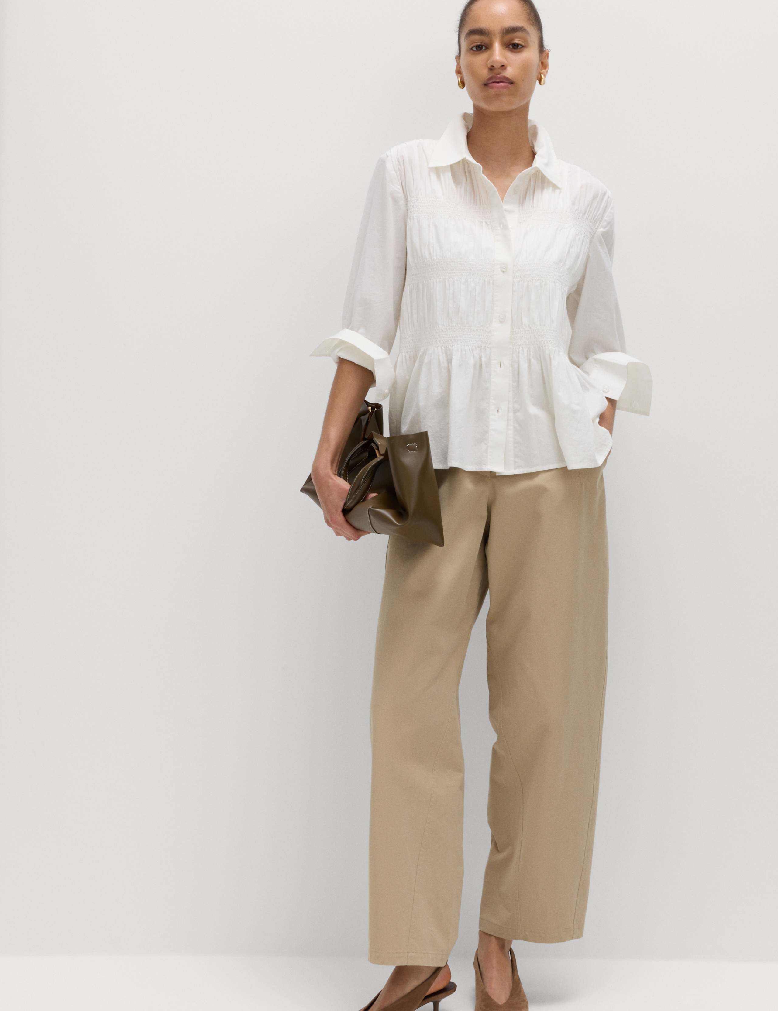 Pure Cotton Shirred Collared Shirt 4 of 4