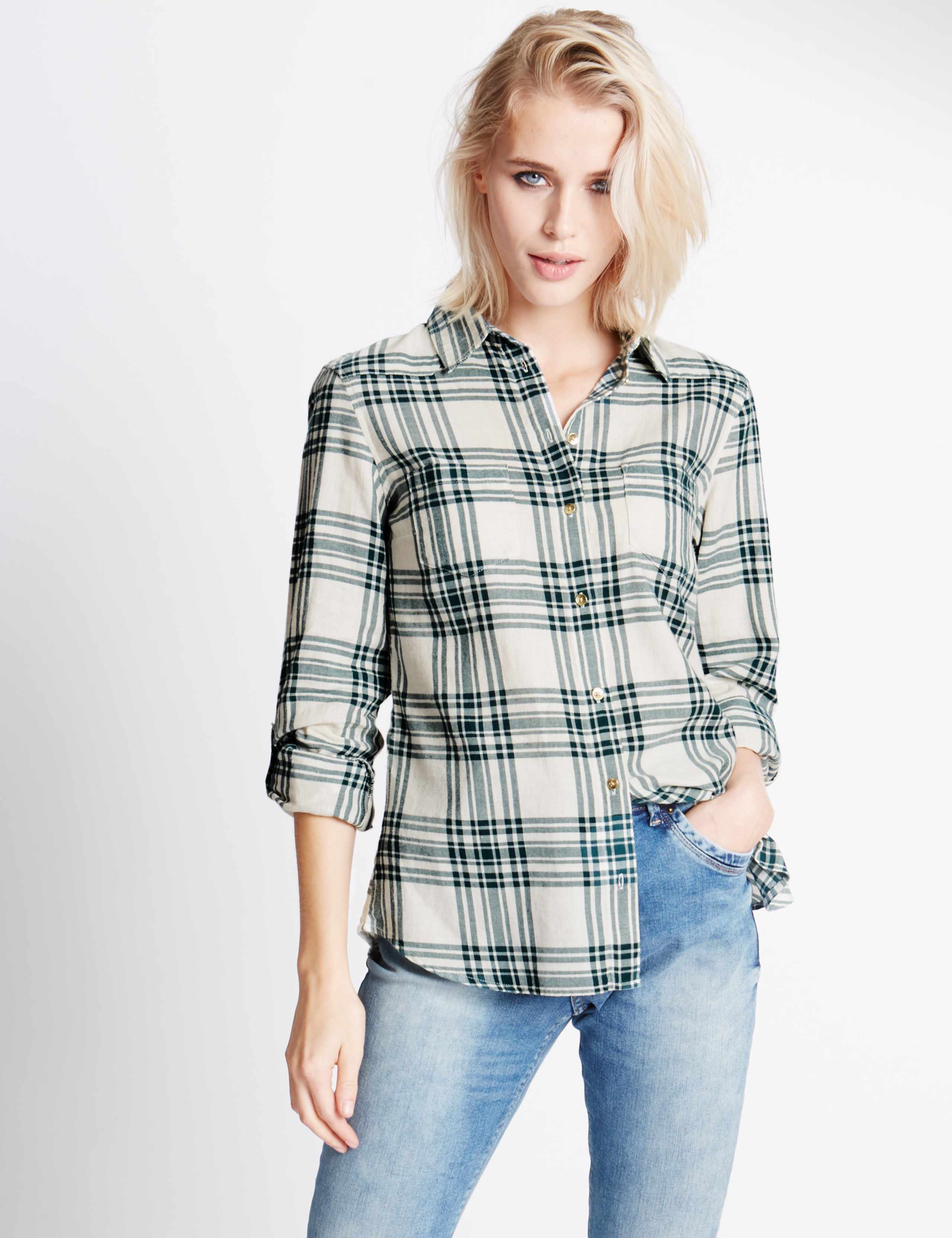 Pure Cotton Checked Long Sleeve Shirt 1 of 4