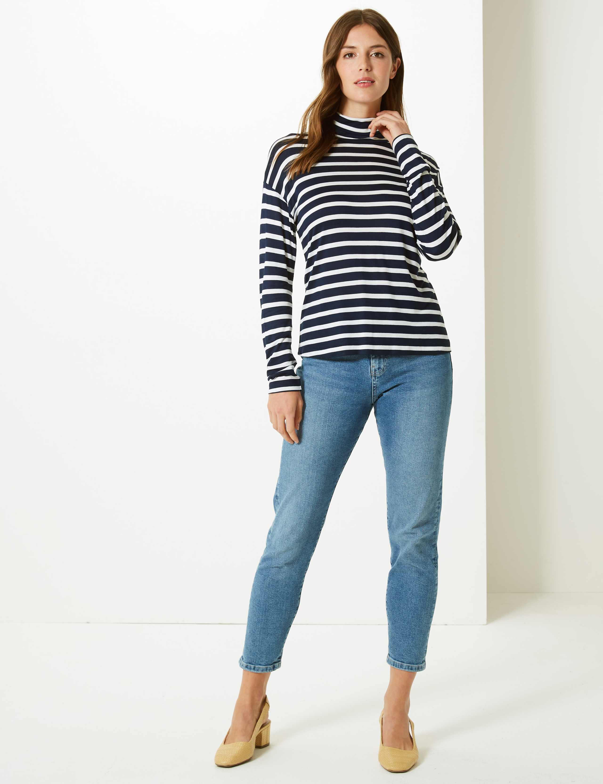 Striped Turtle Neck Long Sleeve T-Shirt 3 of 4
