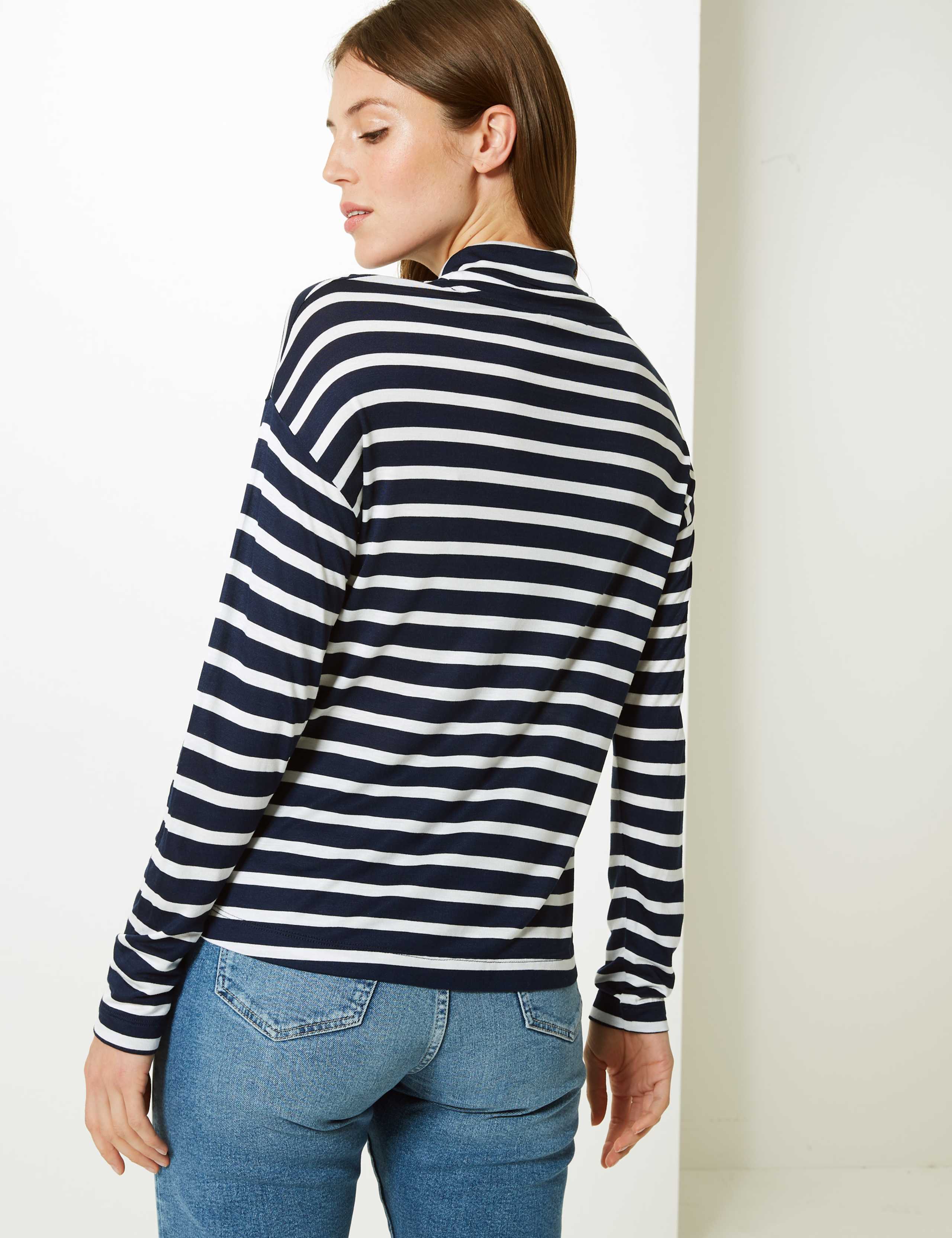 Striped Turtle Neck Long Sleeve T-Shirt 4 of 4