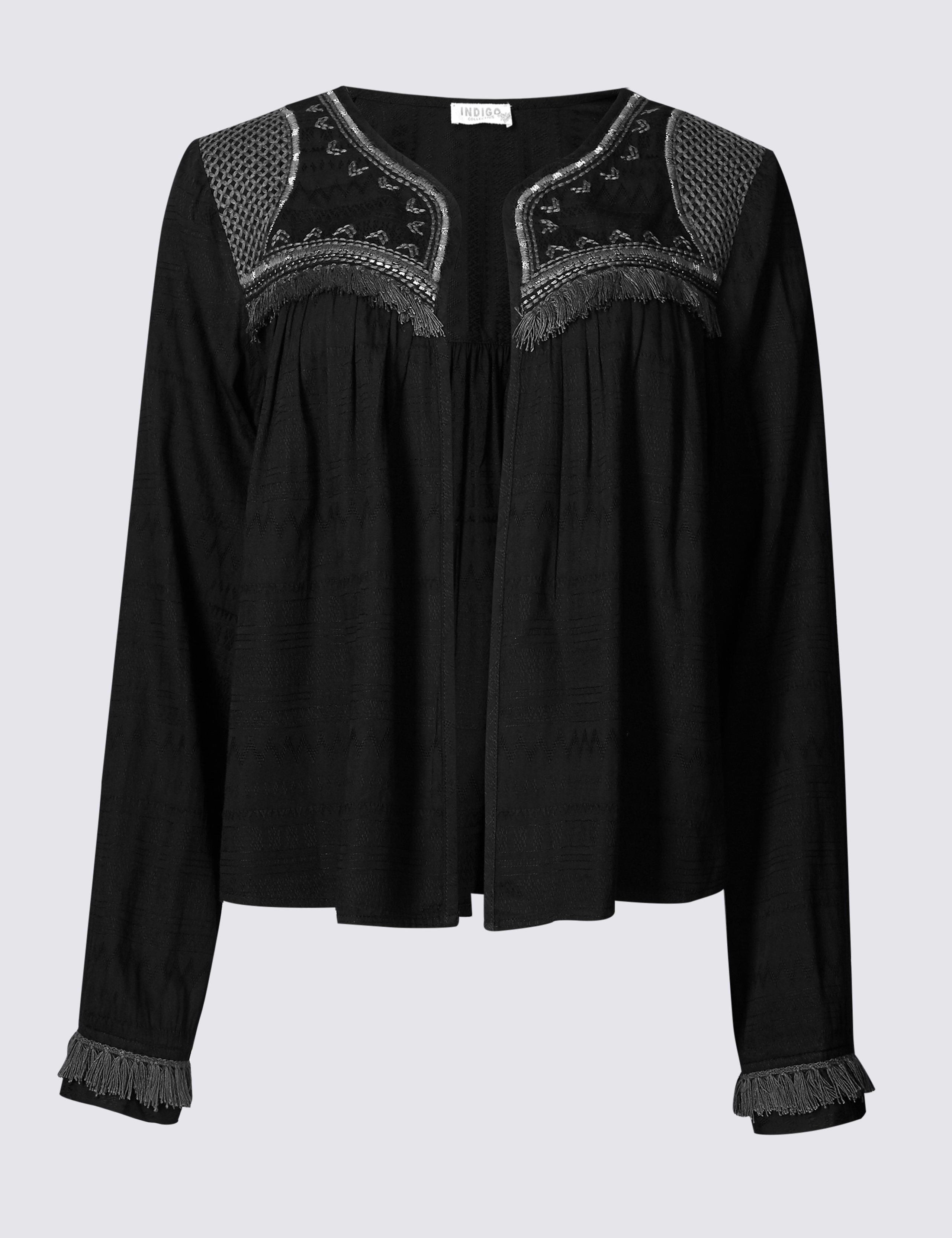 Long Sleeve Tassel Kimono Blouse 2 of 4