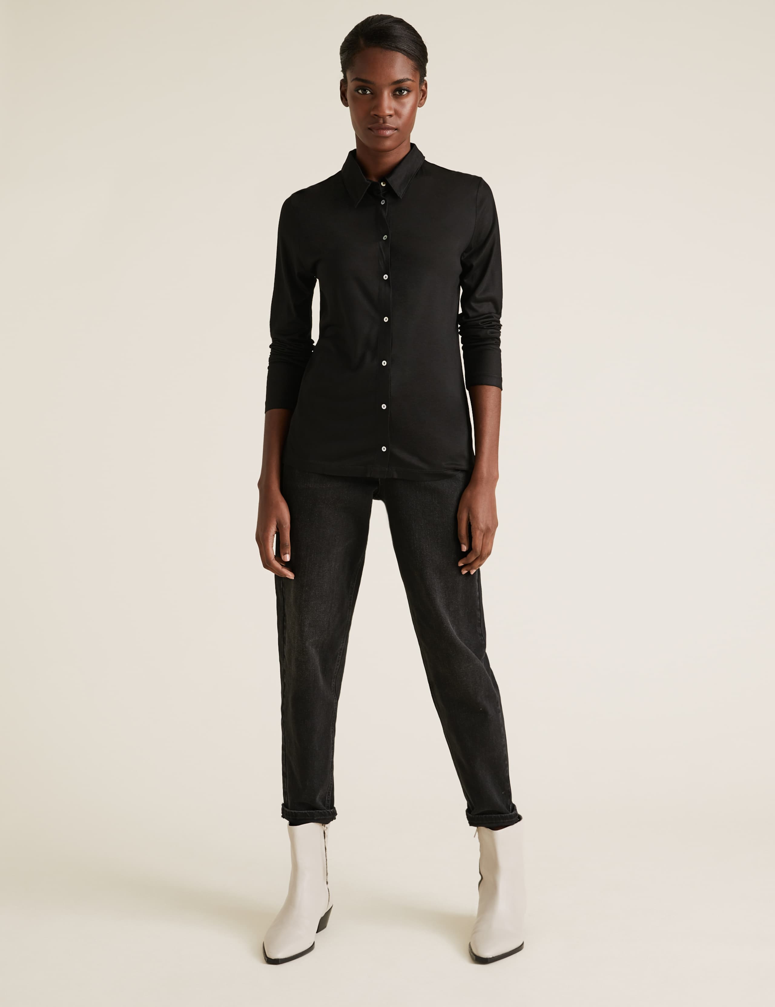 Jersey Collared Regular Fit Long Sleeve Shirts 3 of 4