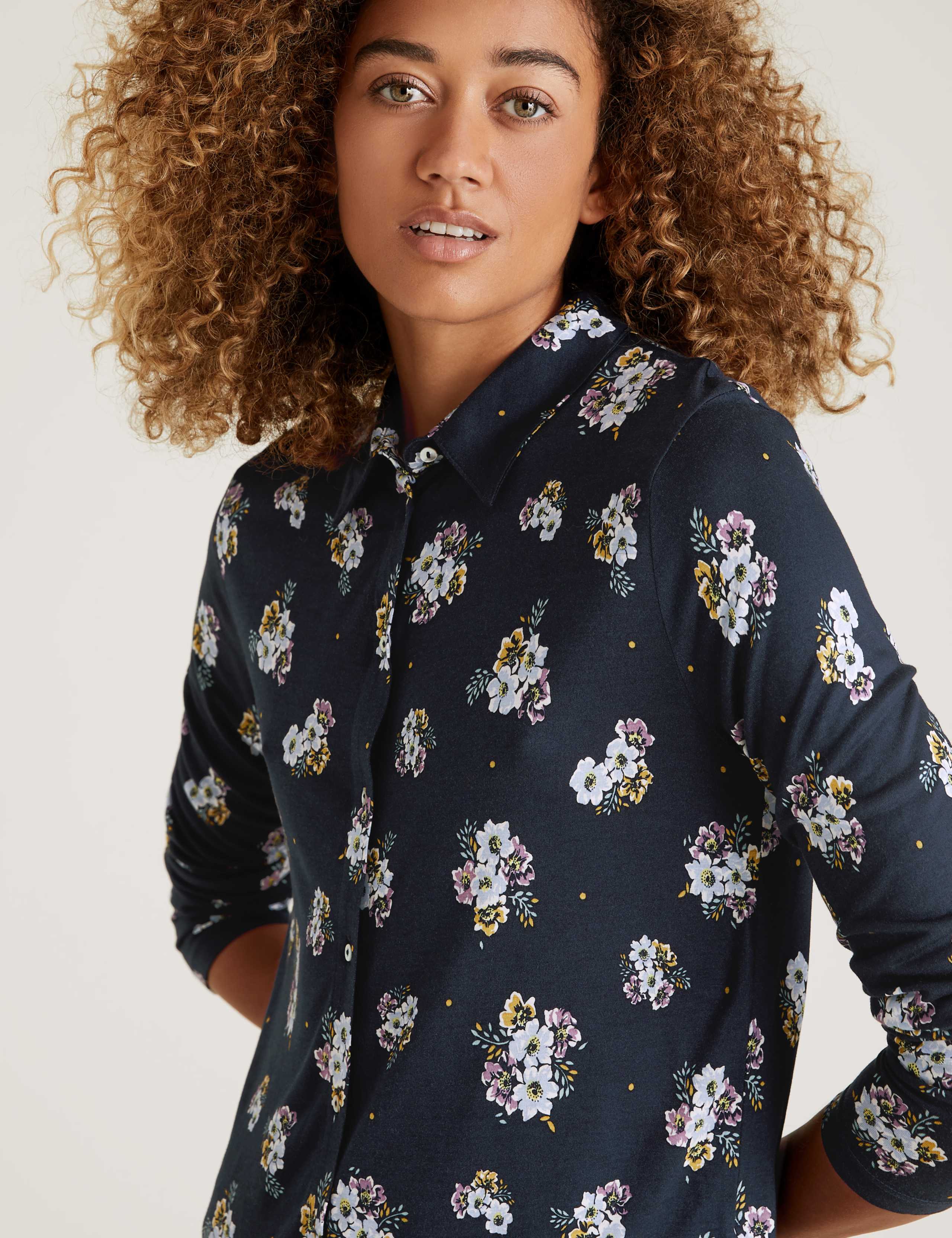 Jersey Collared Floral Shirt 1 of 4