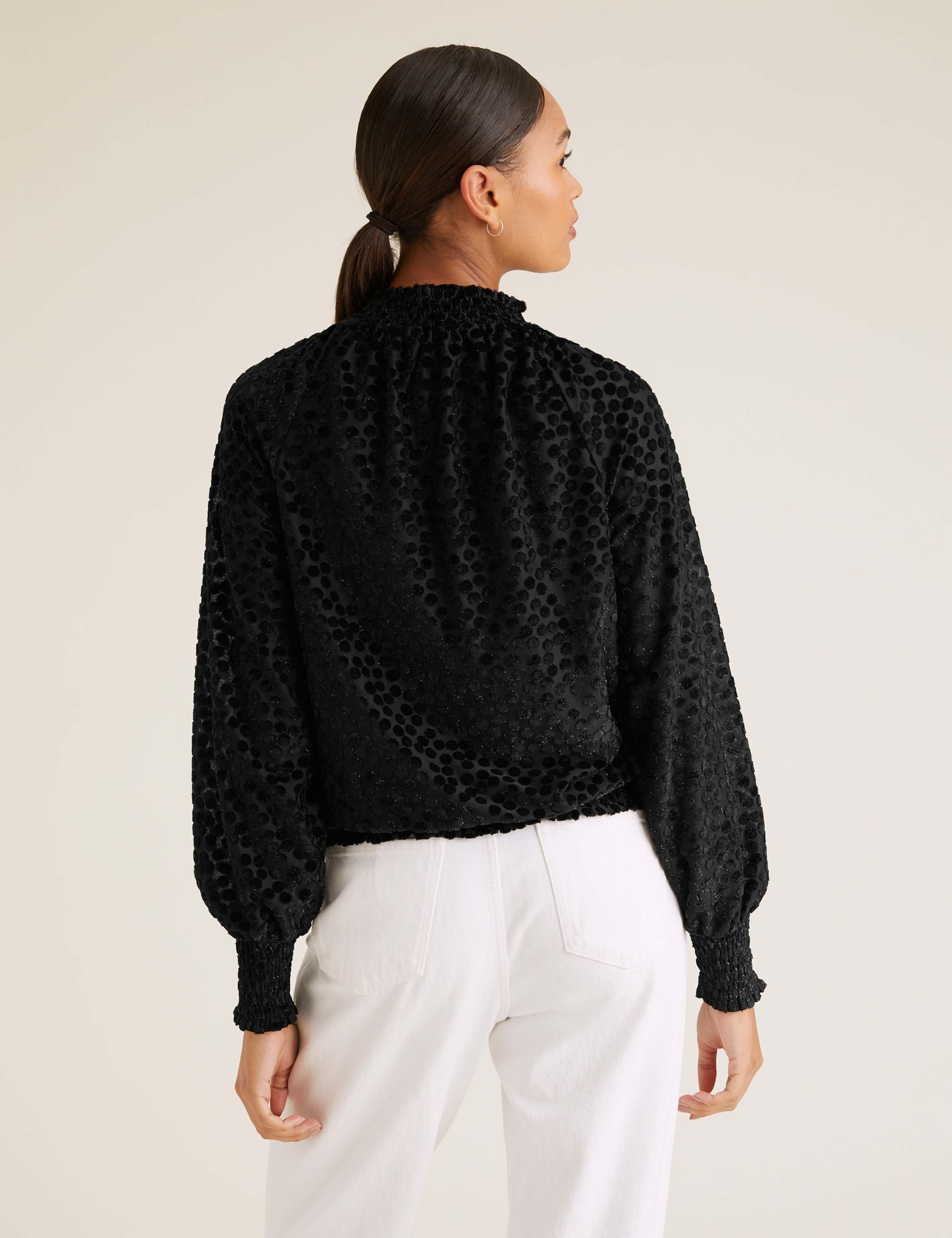 Devore Polka Dot High Neck Relaxed Top 5 of 5
