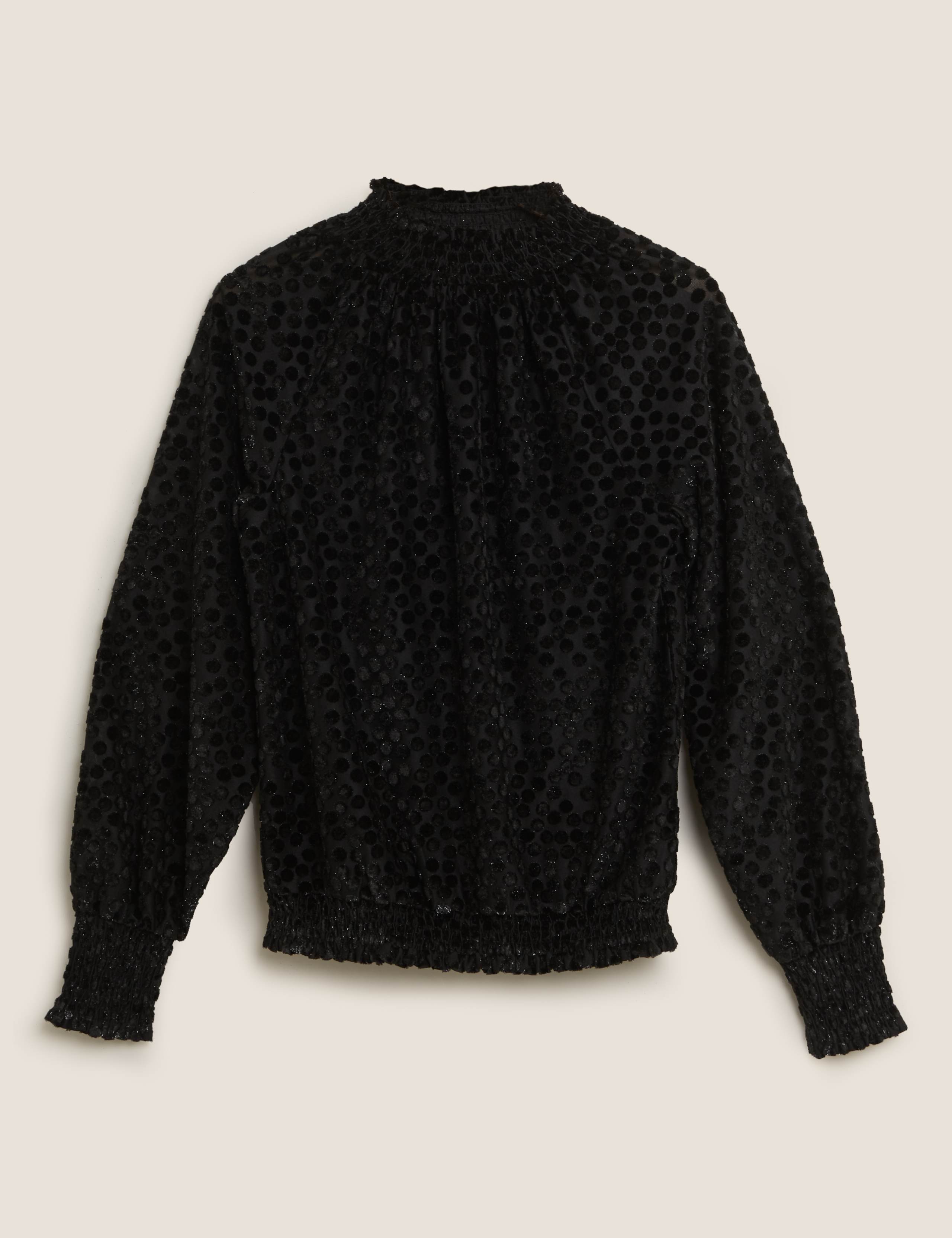 Devore Polka Dot High Neck Relaxed Top 2 of 5