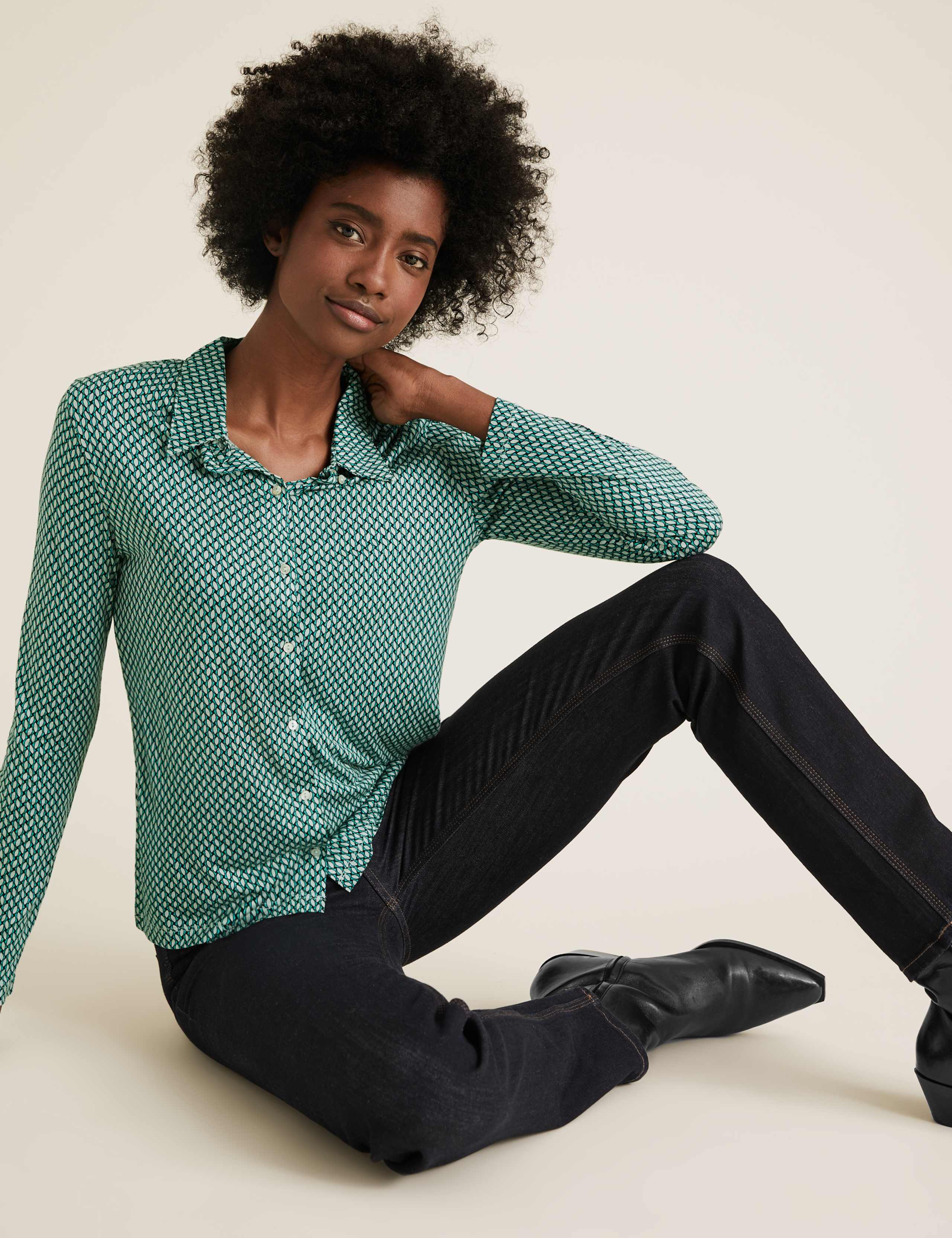 Jersey Geometric Long Sleeve Shirt 3 of 5