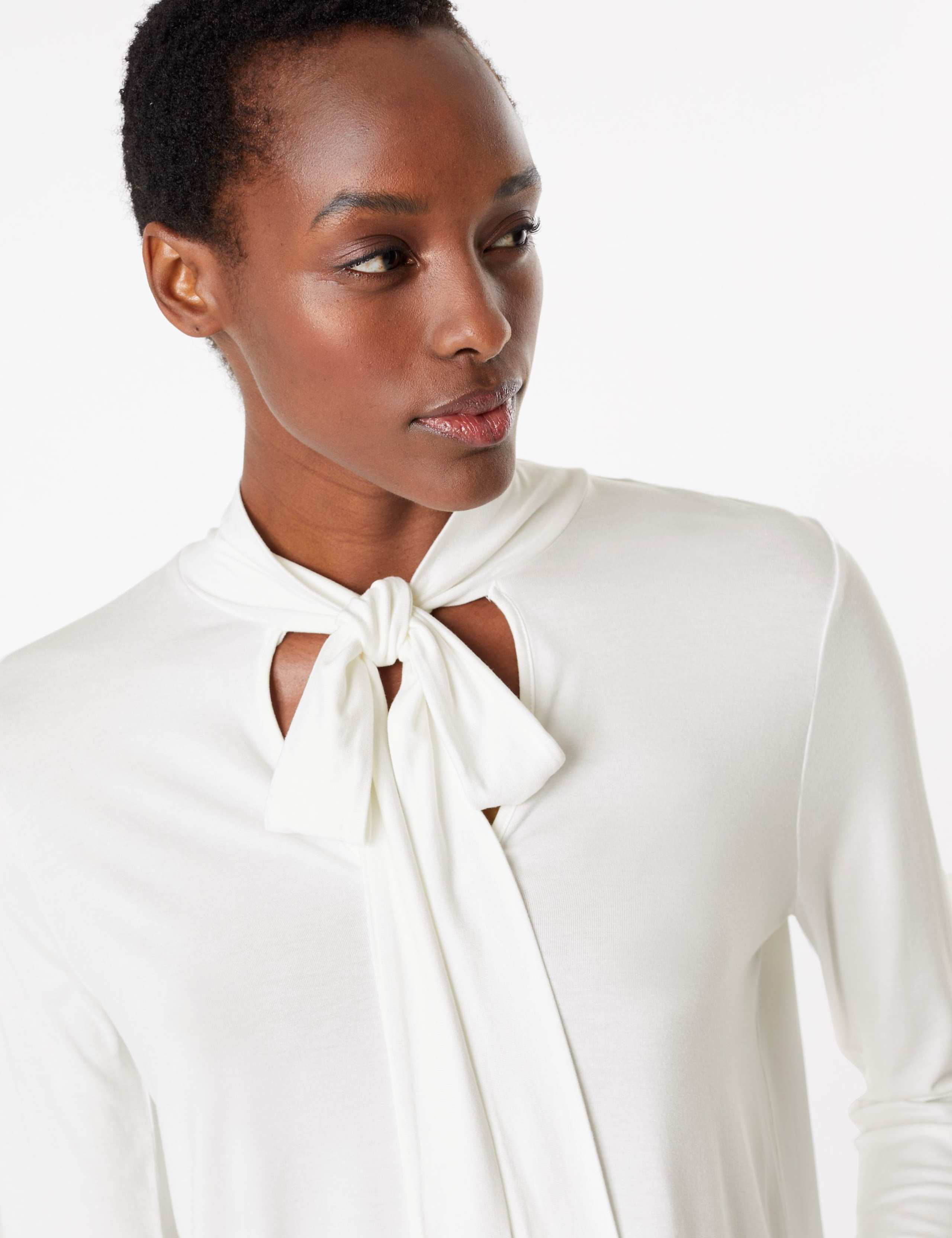 Fitted Tie Neck Long Sleeve Top 3 of 4