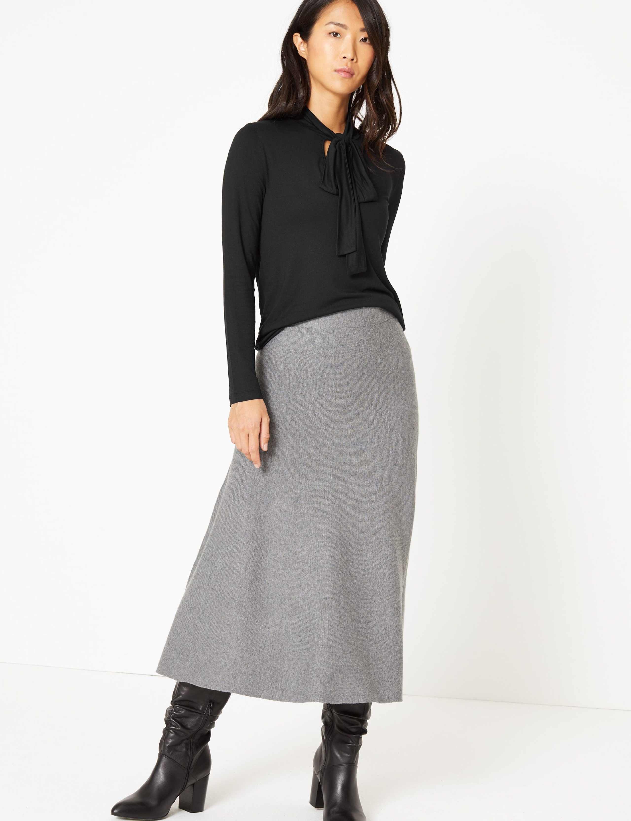 Fitted Tie Neck Long Sleeve Top 1 of 3