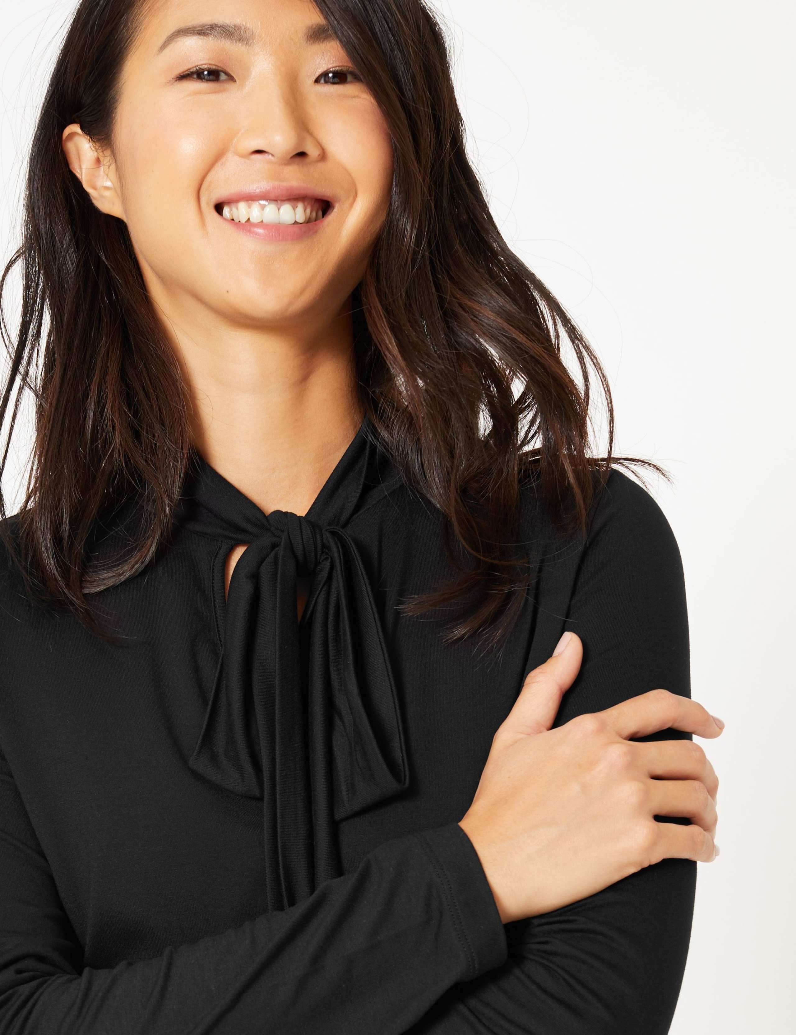 Fitted Tie Neck Long Sleeve Top 2 of 3