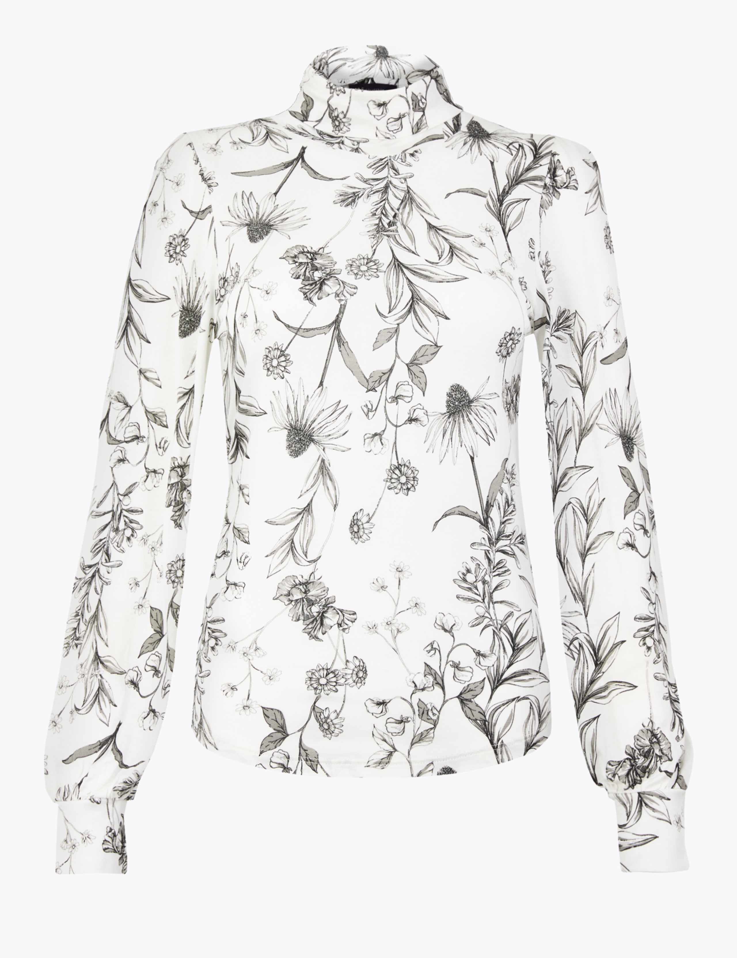 Floral Print Fitted Long Sleeve Top 2 of 5