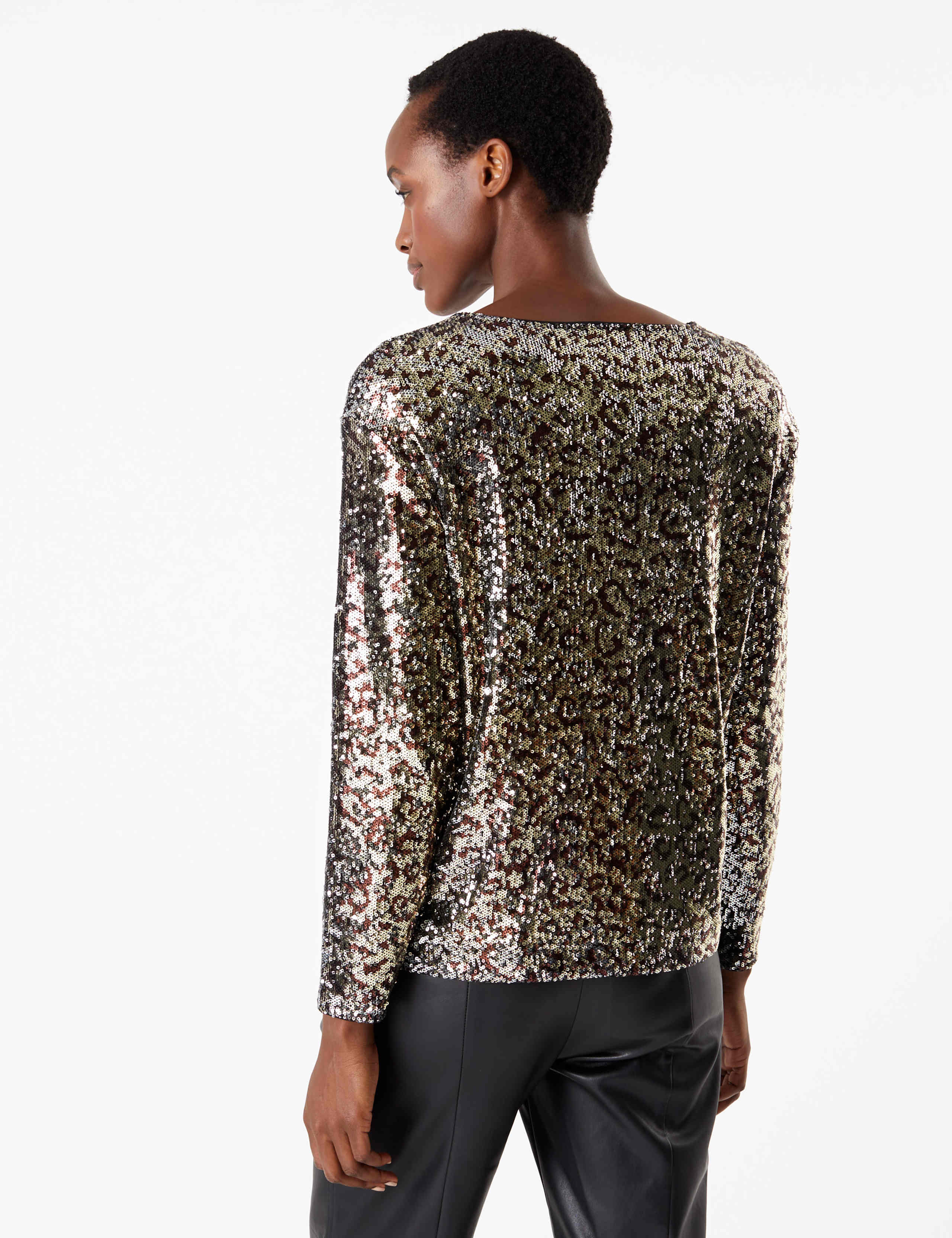 Animal Print Sequin Long Sleeve Top 4 of 4
