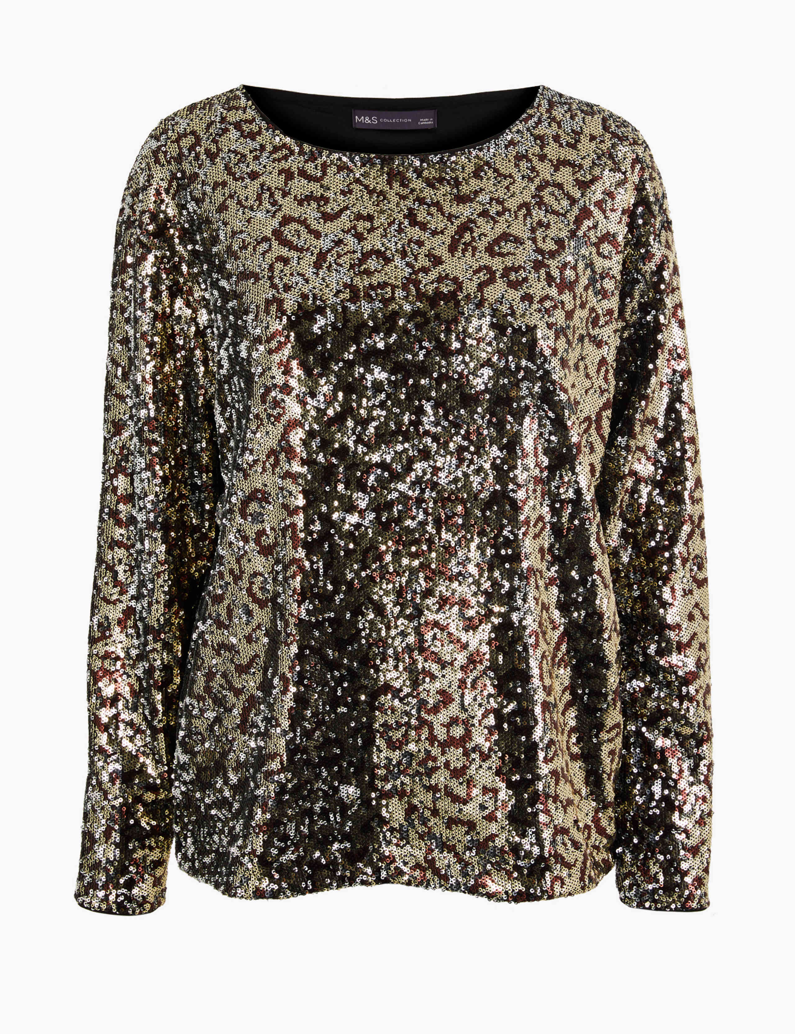 Animal Print Sequin Long Sleeve Top 2 of 4