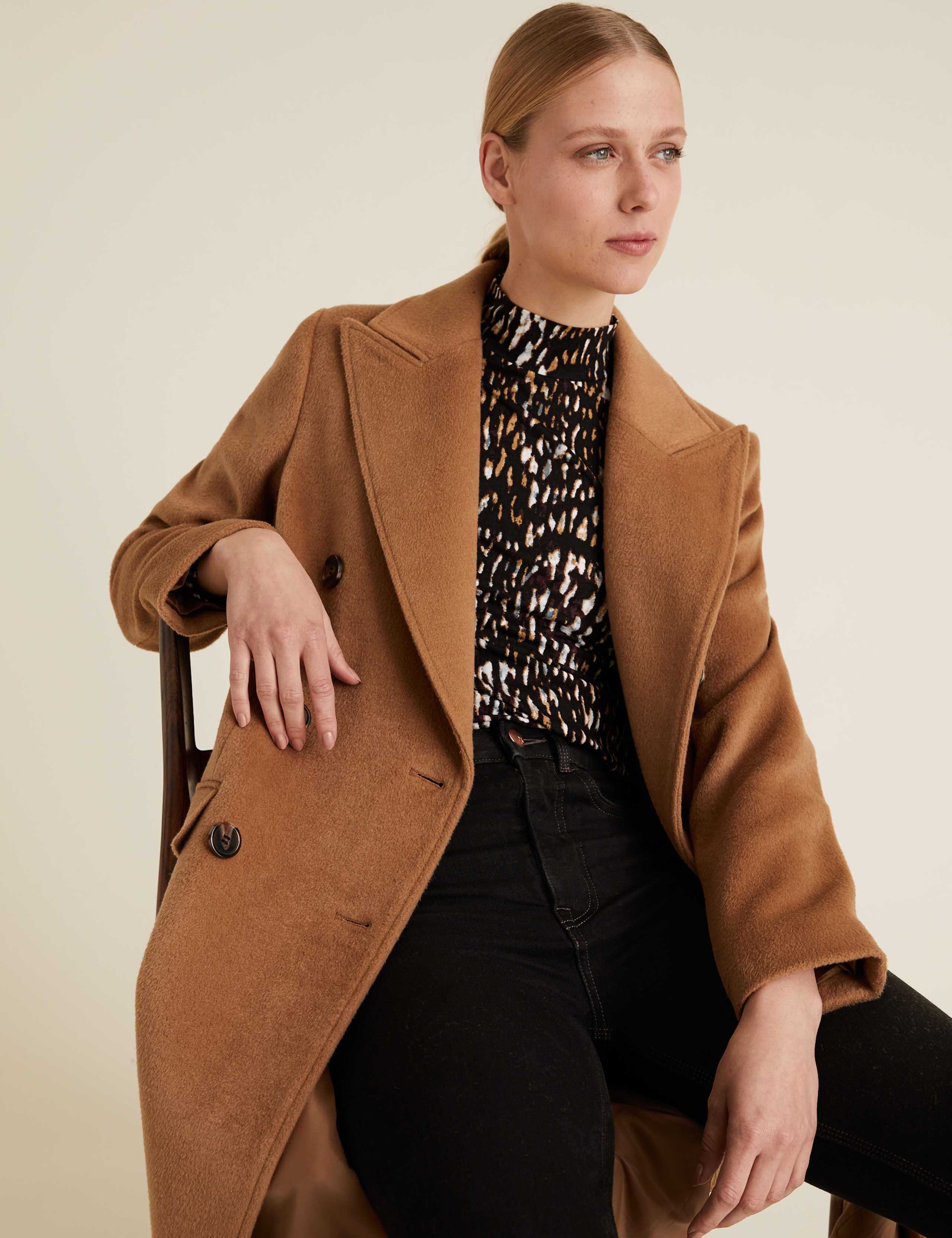 Animal Print Funnel Neck Fitted Top 3 of 5