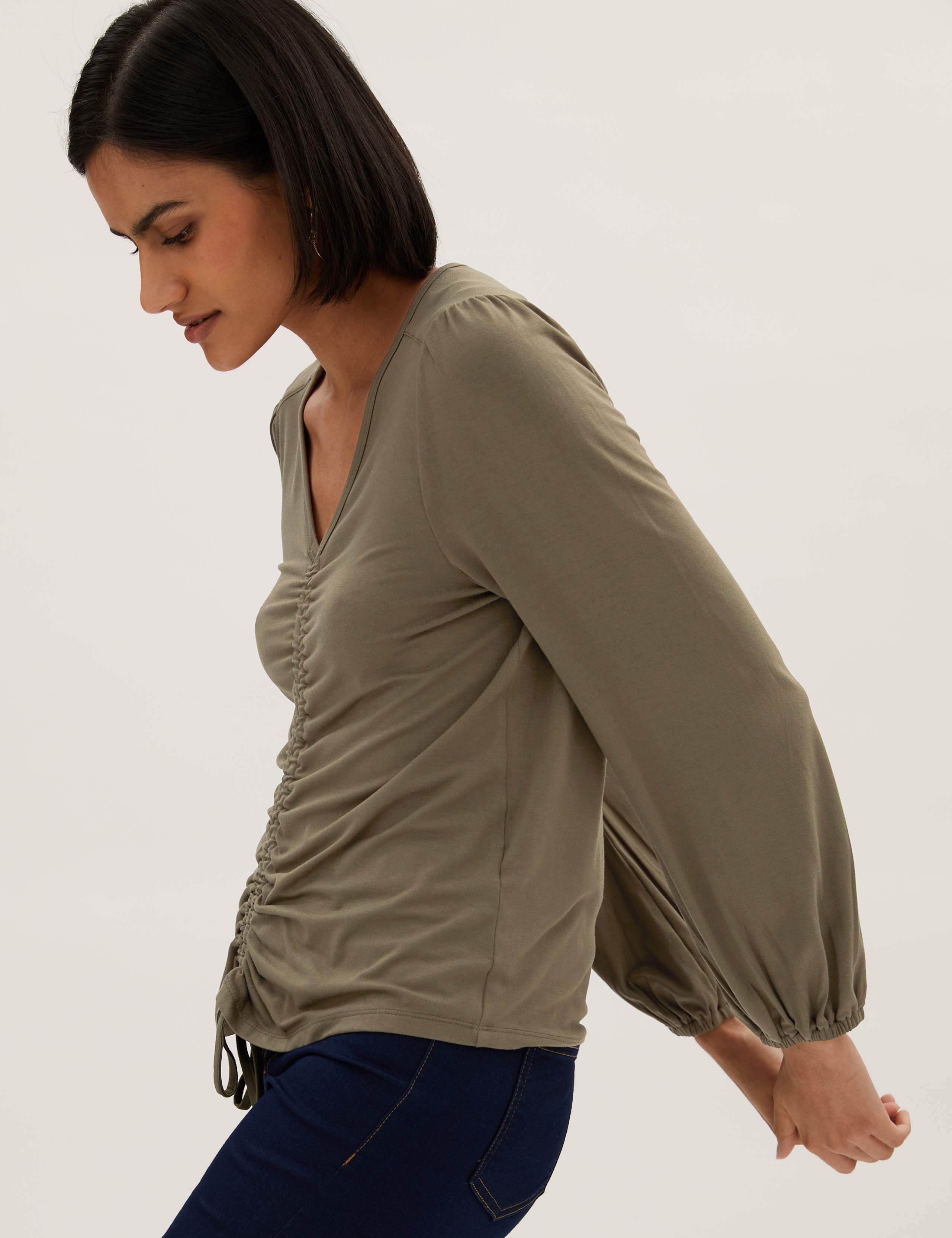 V-Neck Ruched Long Sleeve Top 5 of 6