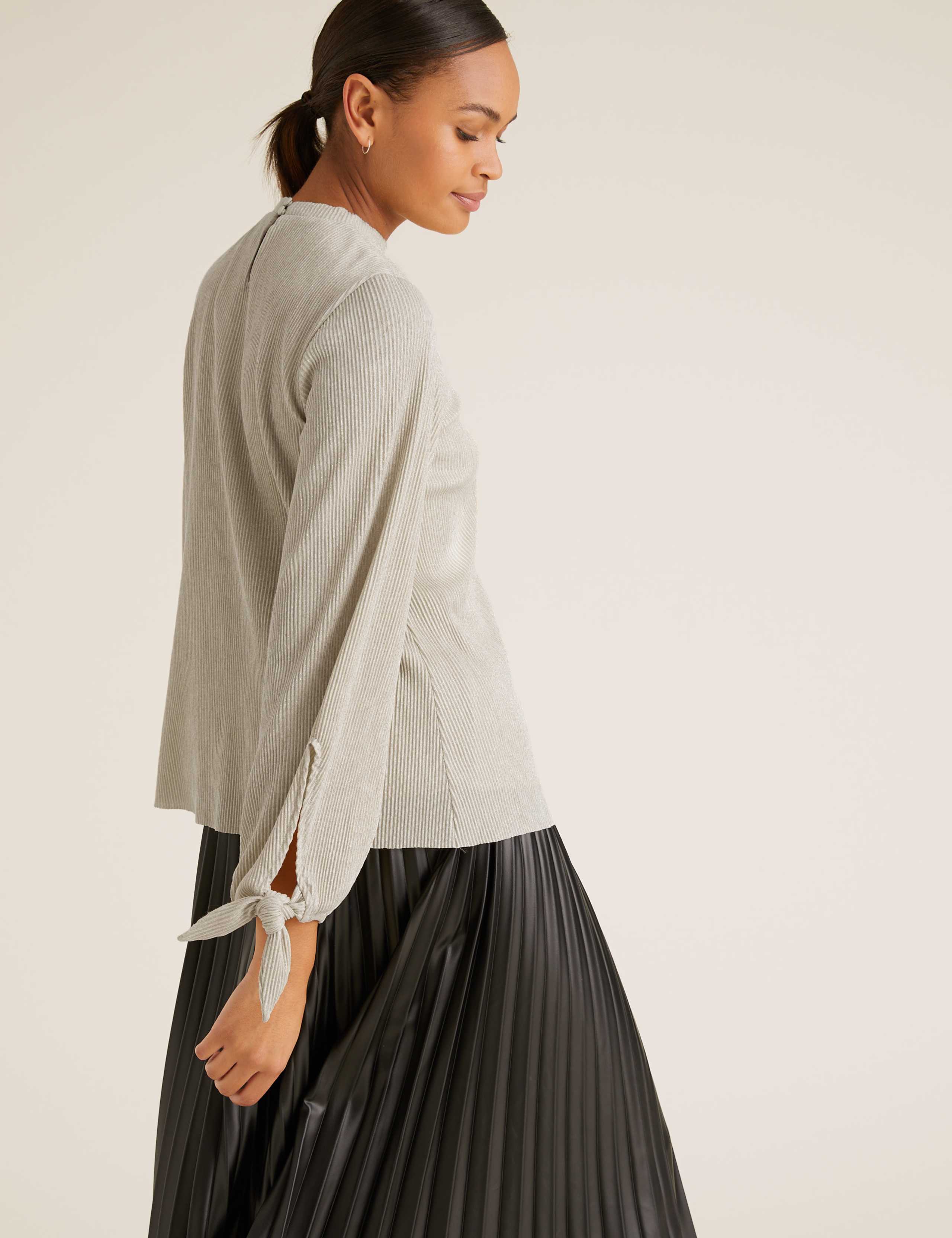 Plisse High Neck Long Sleeve Top 5 of 5
