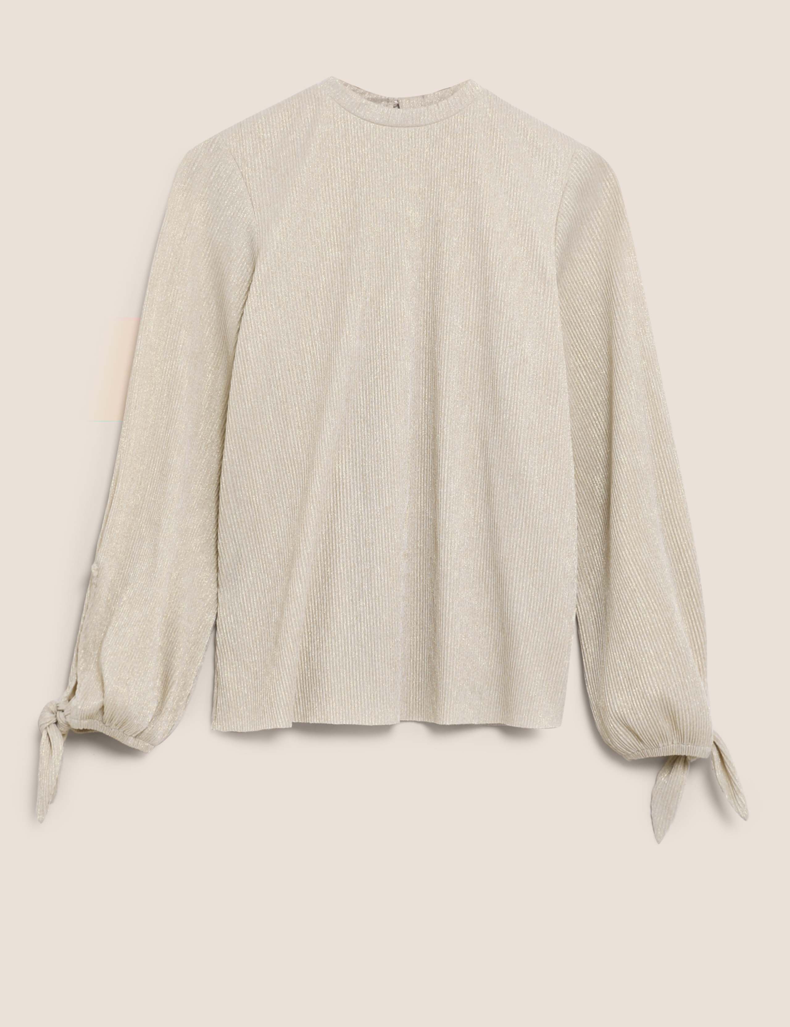 Plisse High Neck Long Sleeve Top 2 of 5