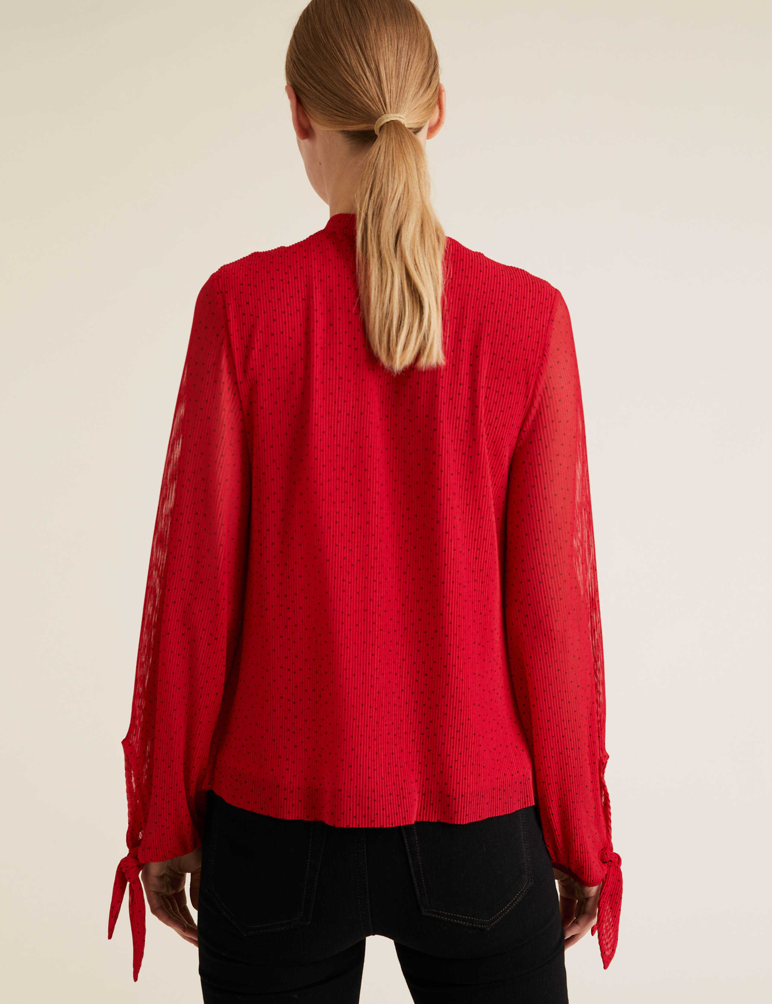 Plisse Polka Dot Long Sleeve Top 4 of 6