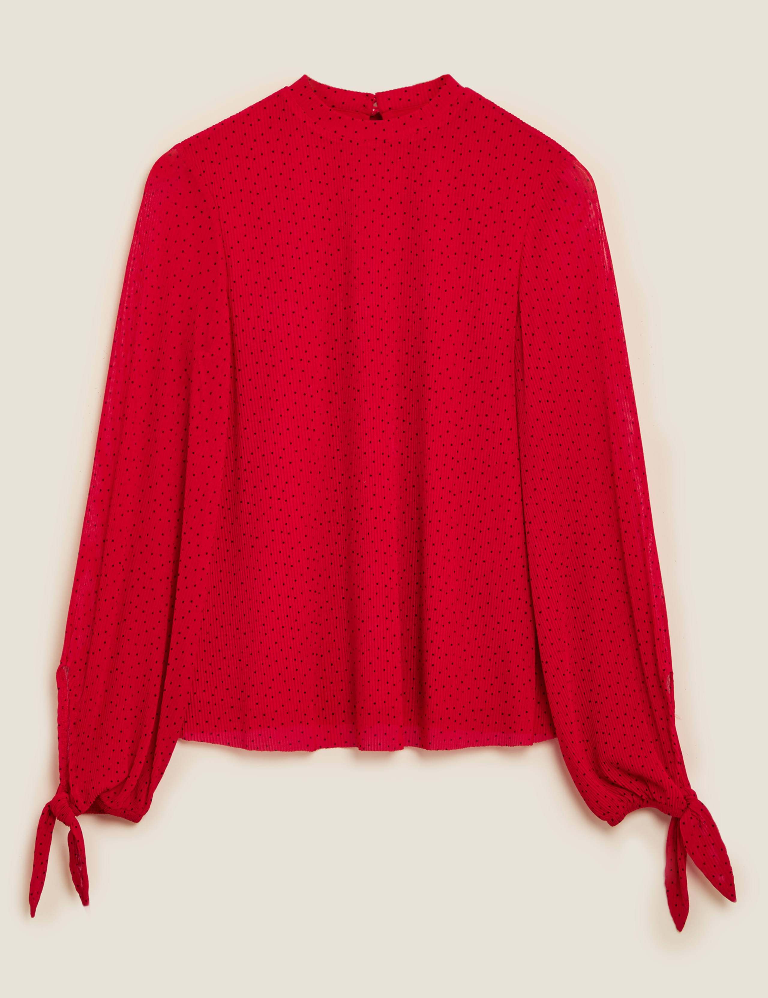 Plisse Polka Dot Long Sleeve Top 2 of 6